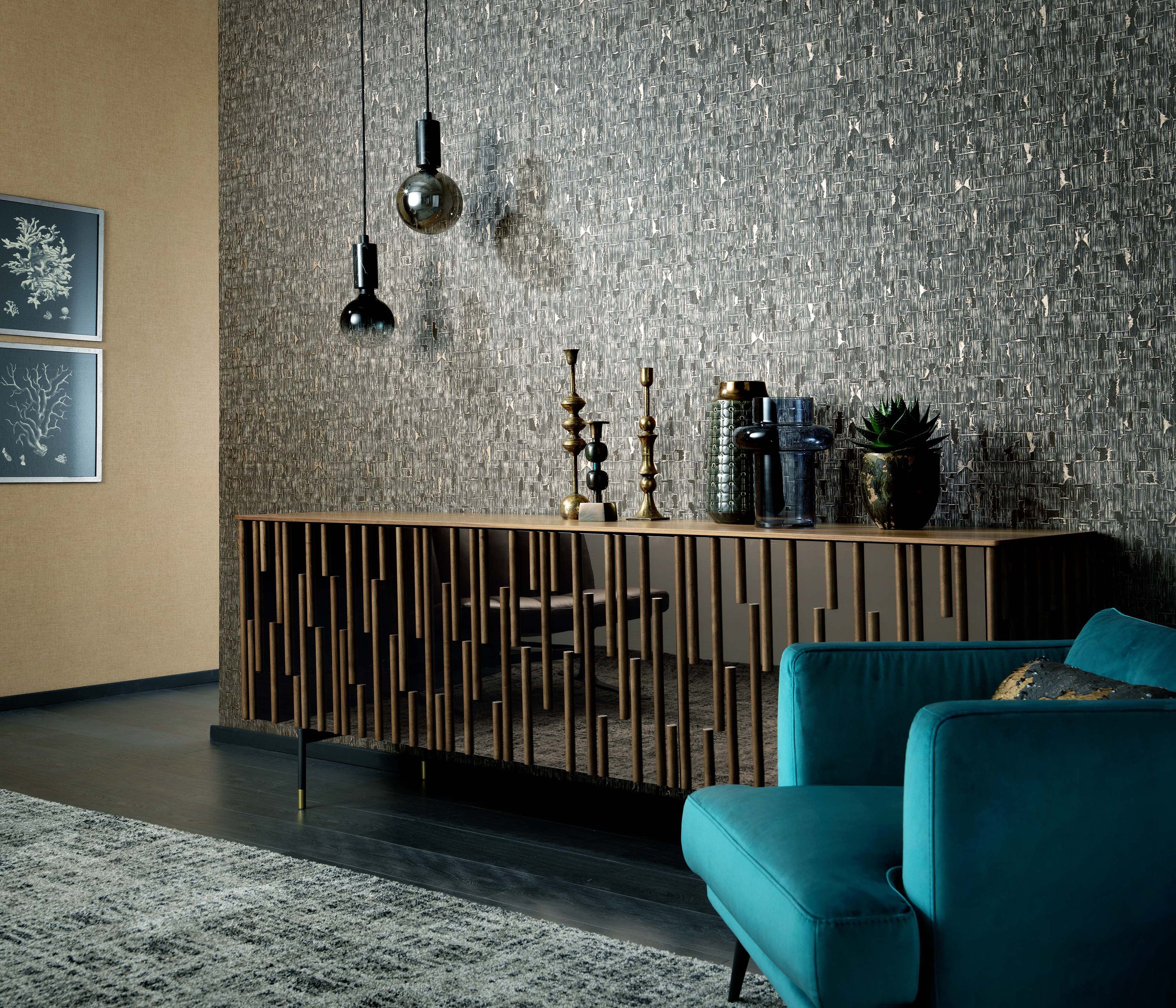 Papel pintado vinilo aplicación cola en pared imitación material puzzle gris erisman 53cmx10m fregable