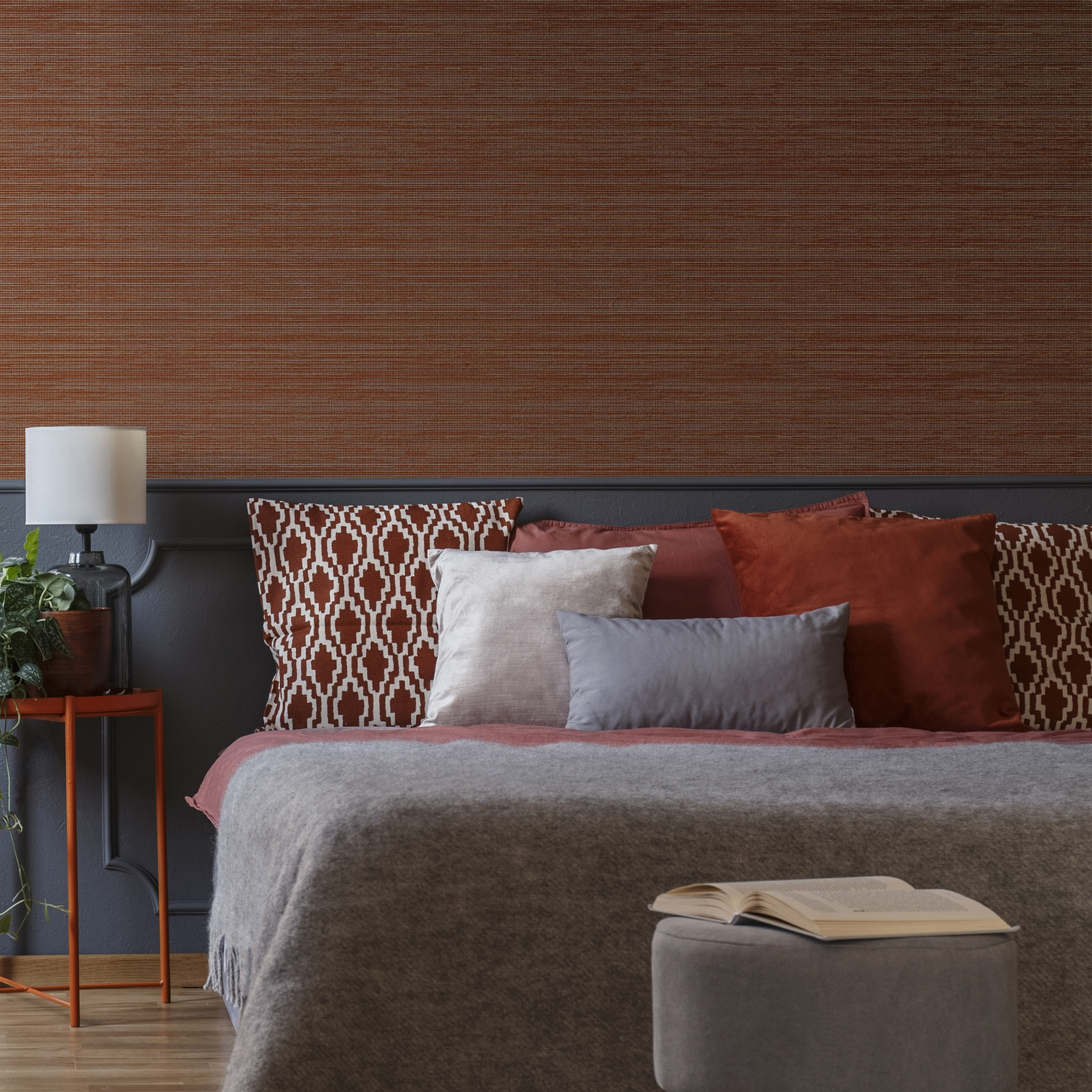 Papel pintado vinilo liso rafia japonesa naranja