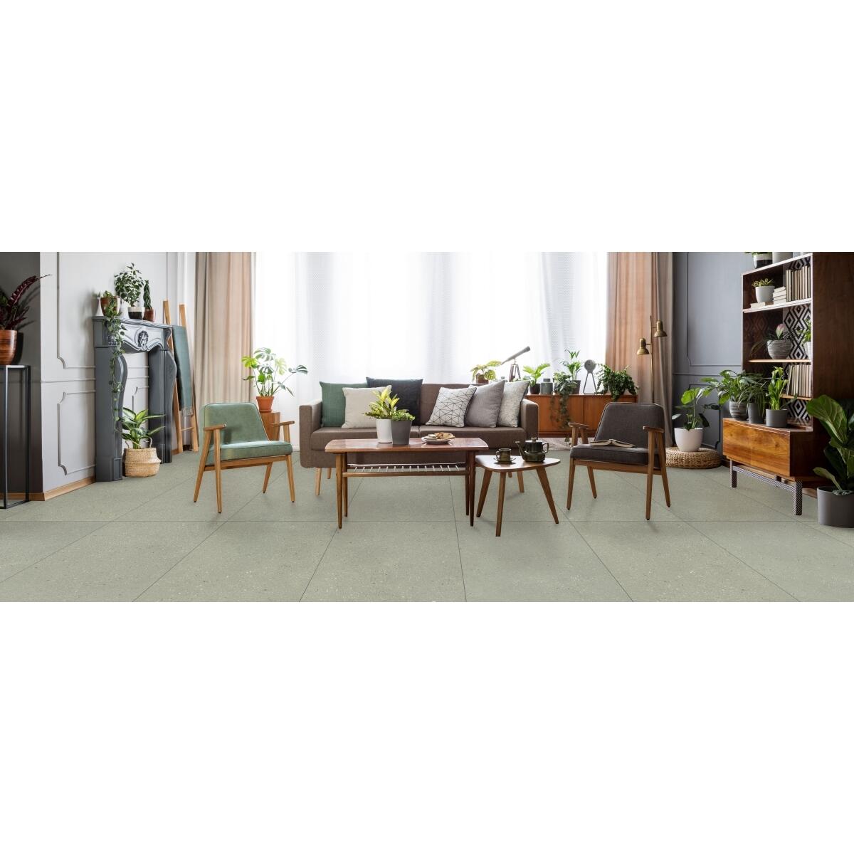 Piastrella da pavimento interno 60 x 120 cm Sp. 9.5 mm rettificato Geocolor in gres porcellanato verde satinato traffico intenso (pei 4/5) R10 1.44 mq - 2
