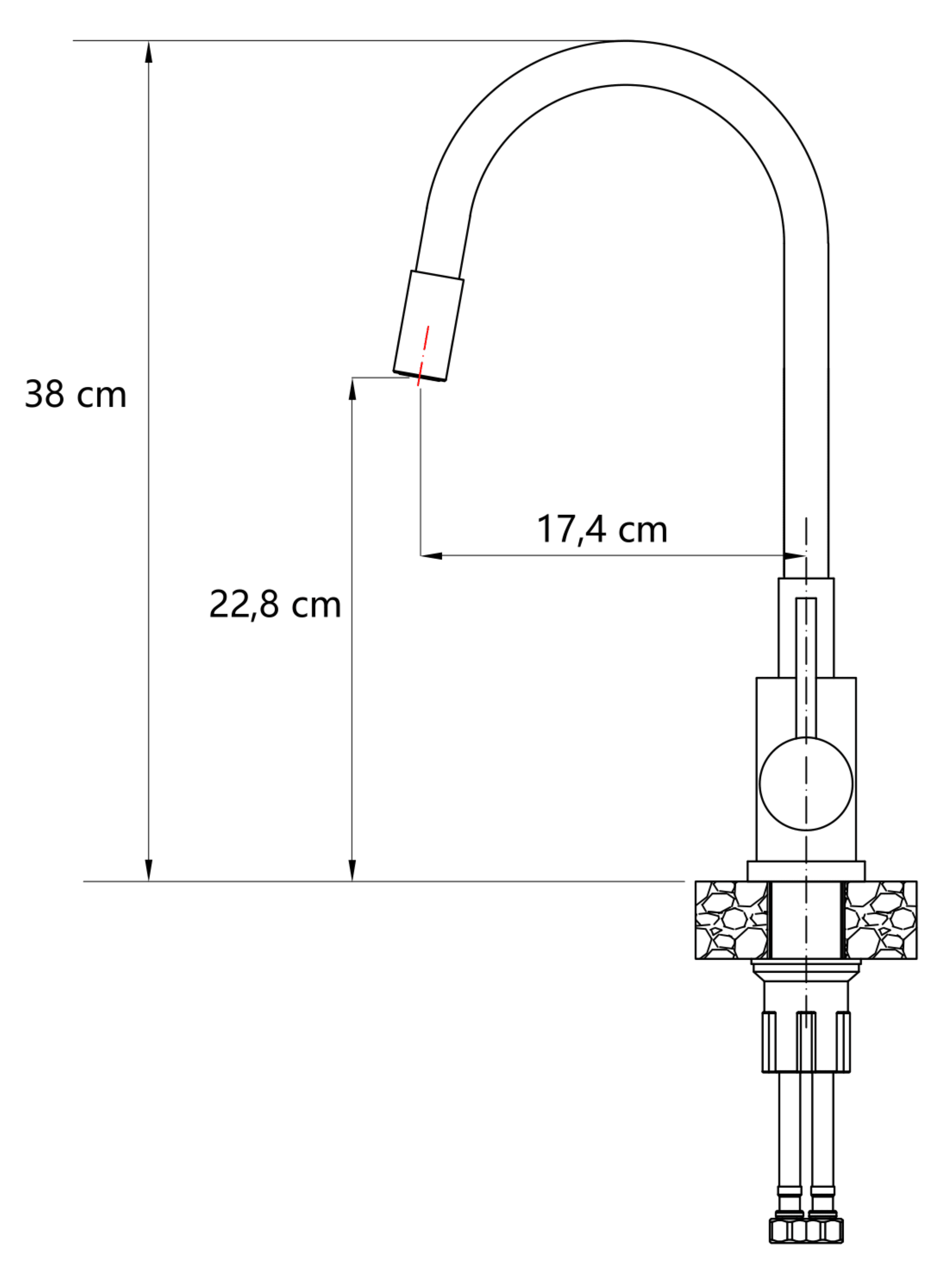 Bateria kuchenna z elastyczną wylewką Elastic BIało Złota Quadron - 2