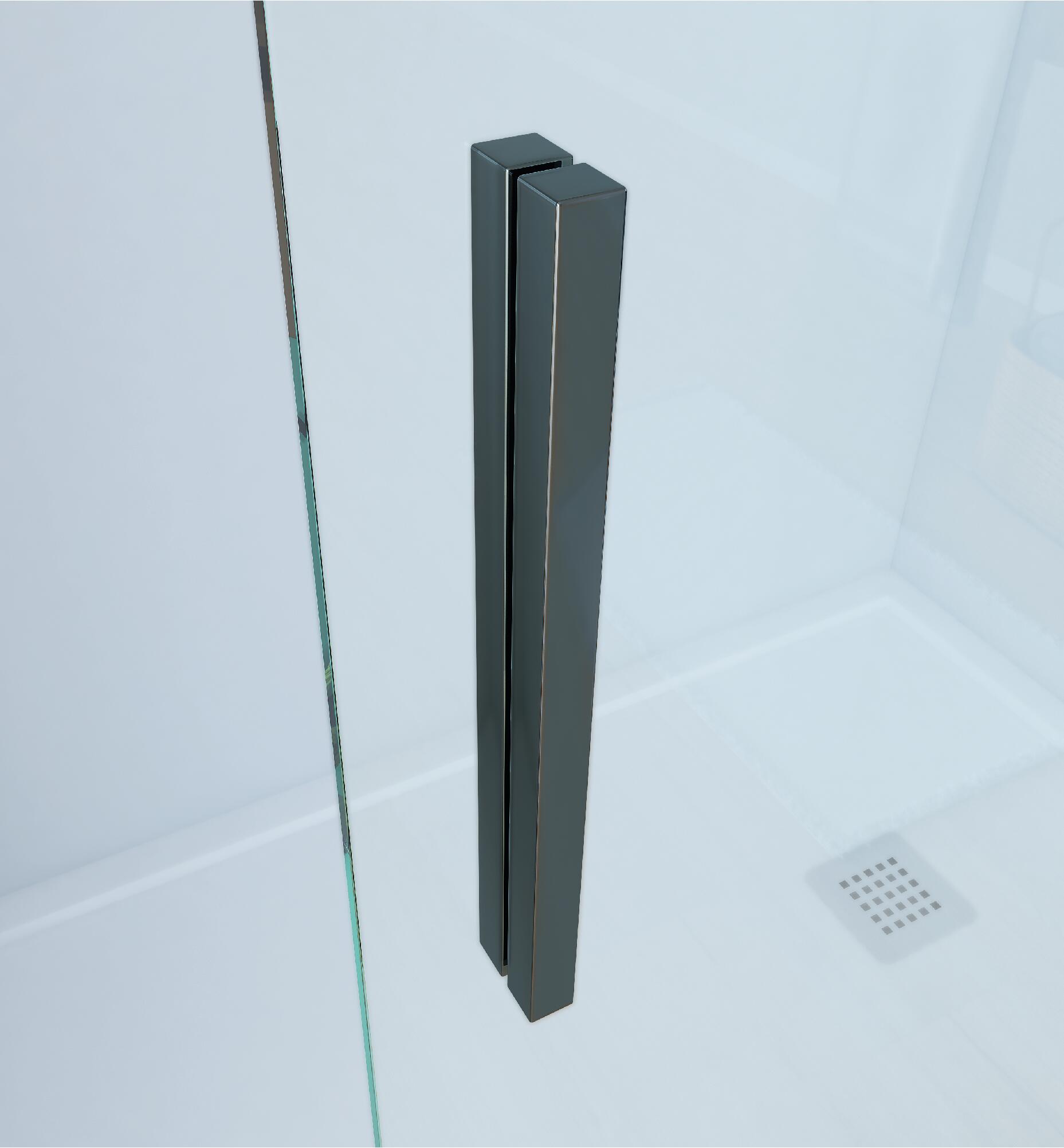 Mampara de ducha frontal 1 fijo + 1 puerta corredera transparente Vitria perfil aluminio negro (95-100)x199.2 cm cierre de sobreponer marca Glassinox - 4