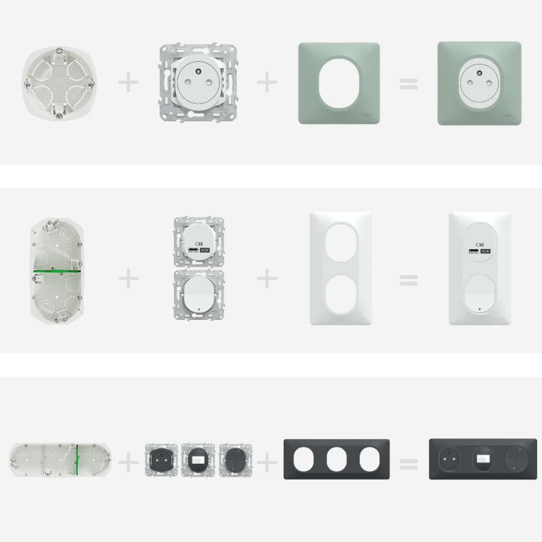 Plaque double horizontale Ovalis, SCHNEIDER ELECTRIC, blanc - 12