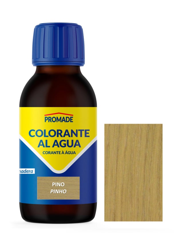 Colorante de madera interior PROMADE en color pino, acabado mate para mobiliario líquido de 125 ml. Base agua.