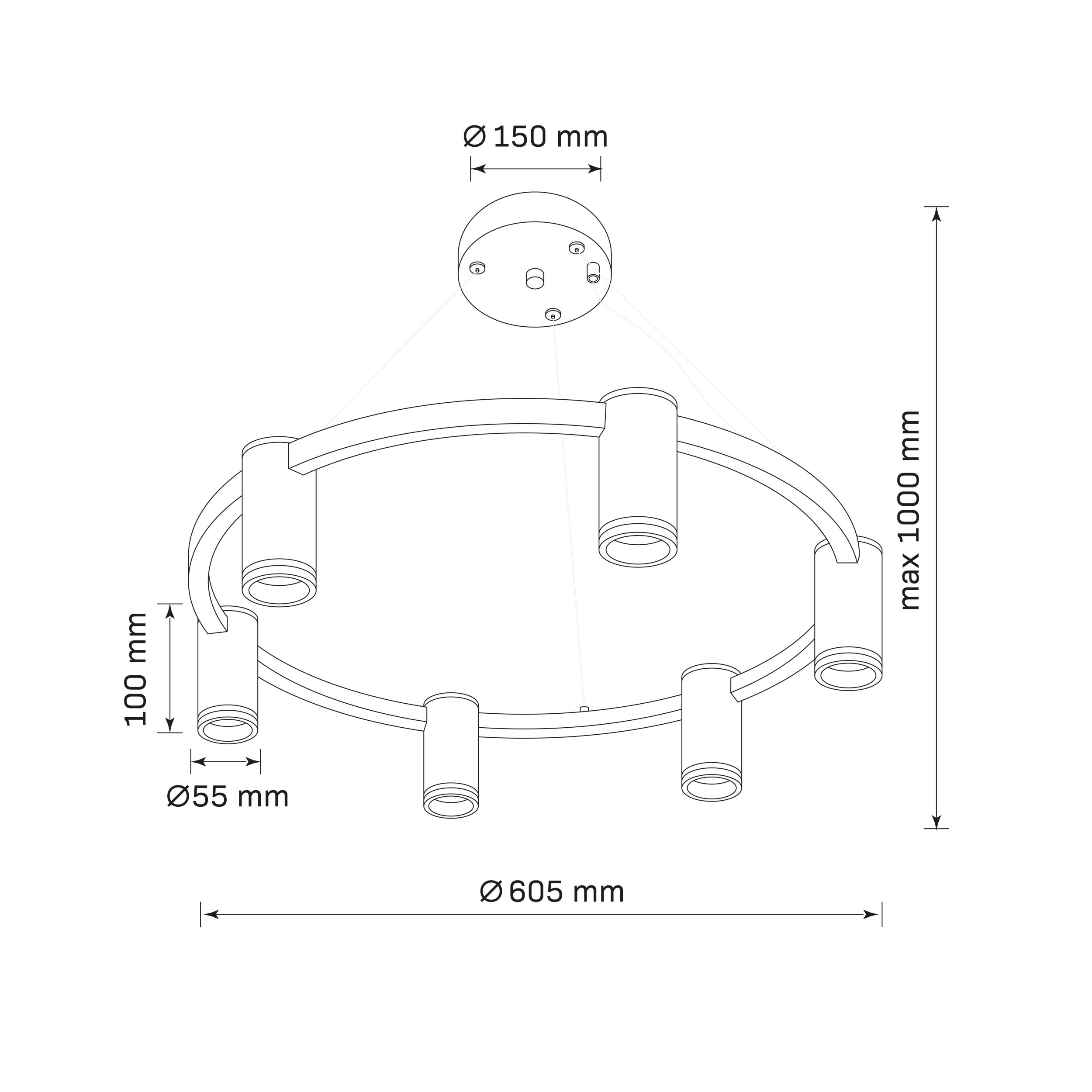 Lampa wisząca Paris czarna 6 x GU10 Goldlux - 3