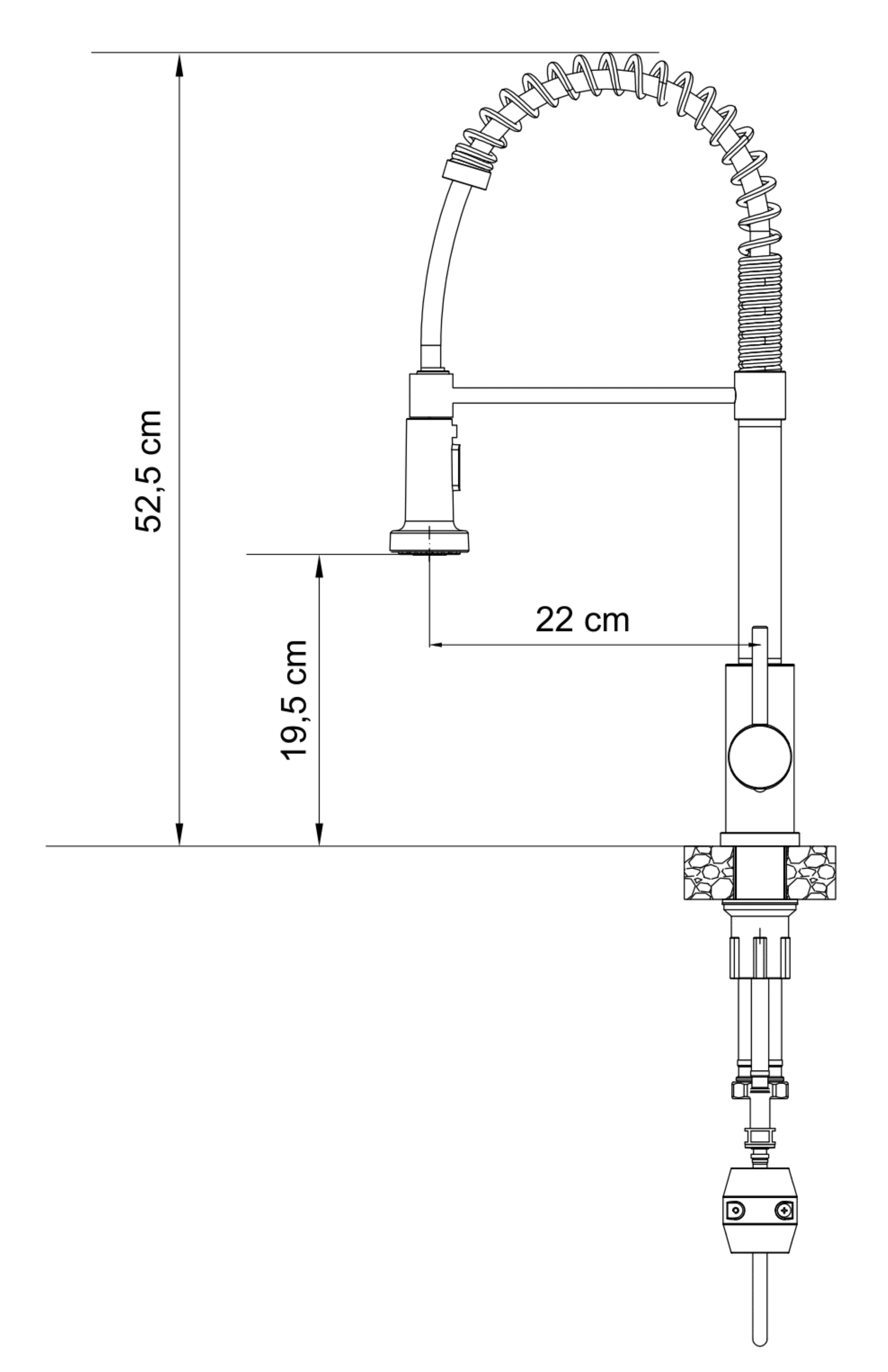 Bateria kuchenna z elastyczną wylewką 52, 4 cm Marissa Czarna matowa Quadron - 3