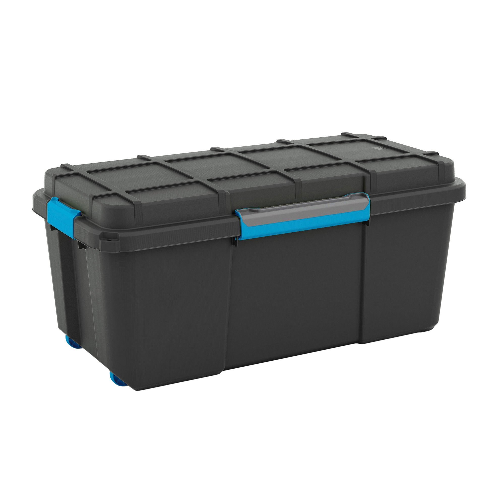 Caja de plástico reciclado hermética en negro capacidad 80l medidas 73.5x46x44.5 cm