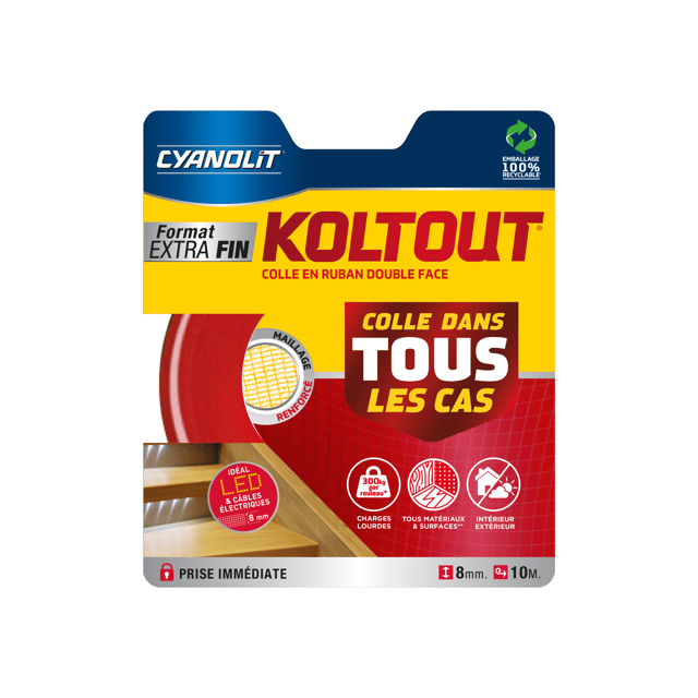 Ruban adhésif Double face incolore / transparent Koltout CYANOLIT L.10 m x l.8 m
