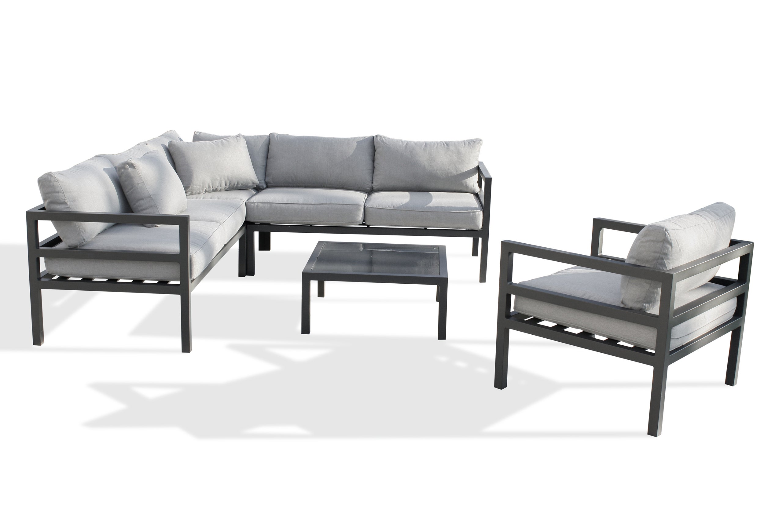 Salon bas de jardin aluminium gris anthracite Beaubourg-s1-noir DCB