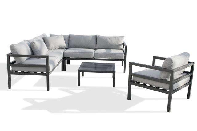 Salon bas de jardin aluminium gris anthracite Beaubourg-s1-noir DCB GARDEN
