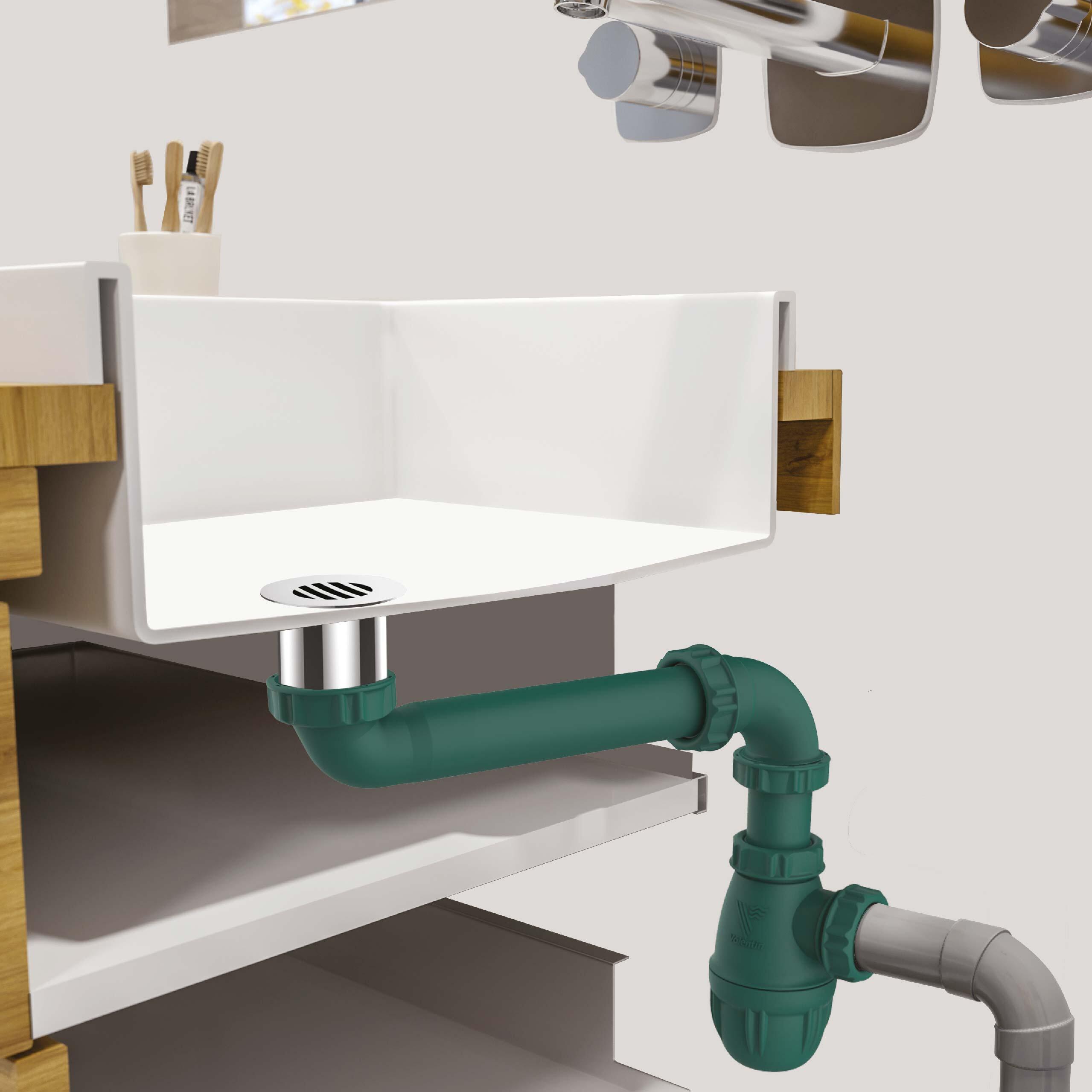 Siphon pour lavabo recyclé gain de place, Diam.1
