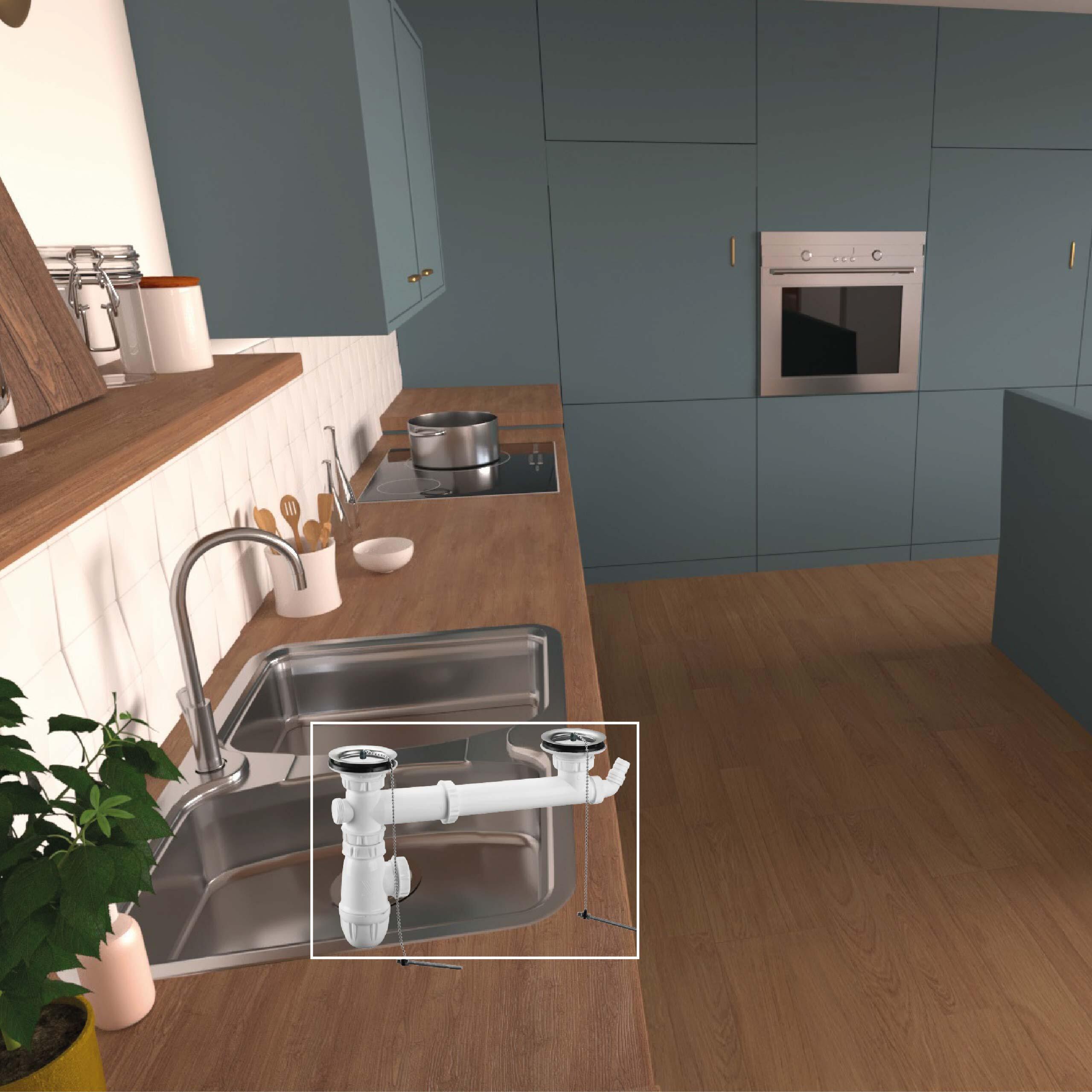 Vidage pour évier 2 cuves, Diam.60 mm, VALENTIN - 3