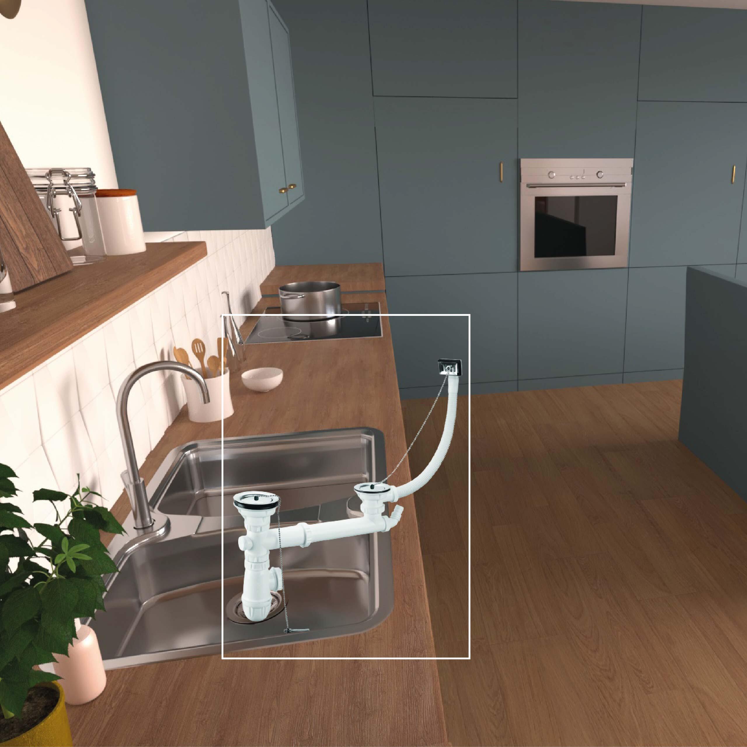 Vidage pour évier 2 cuves, Diam.60 mm, VALENTIN - 4