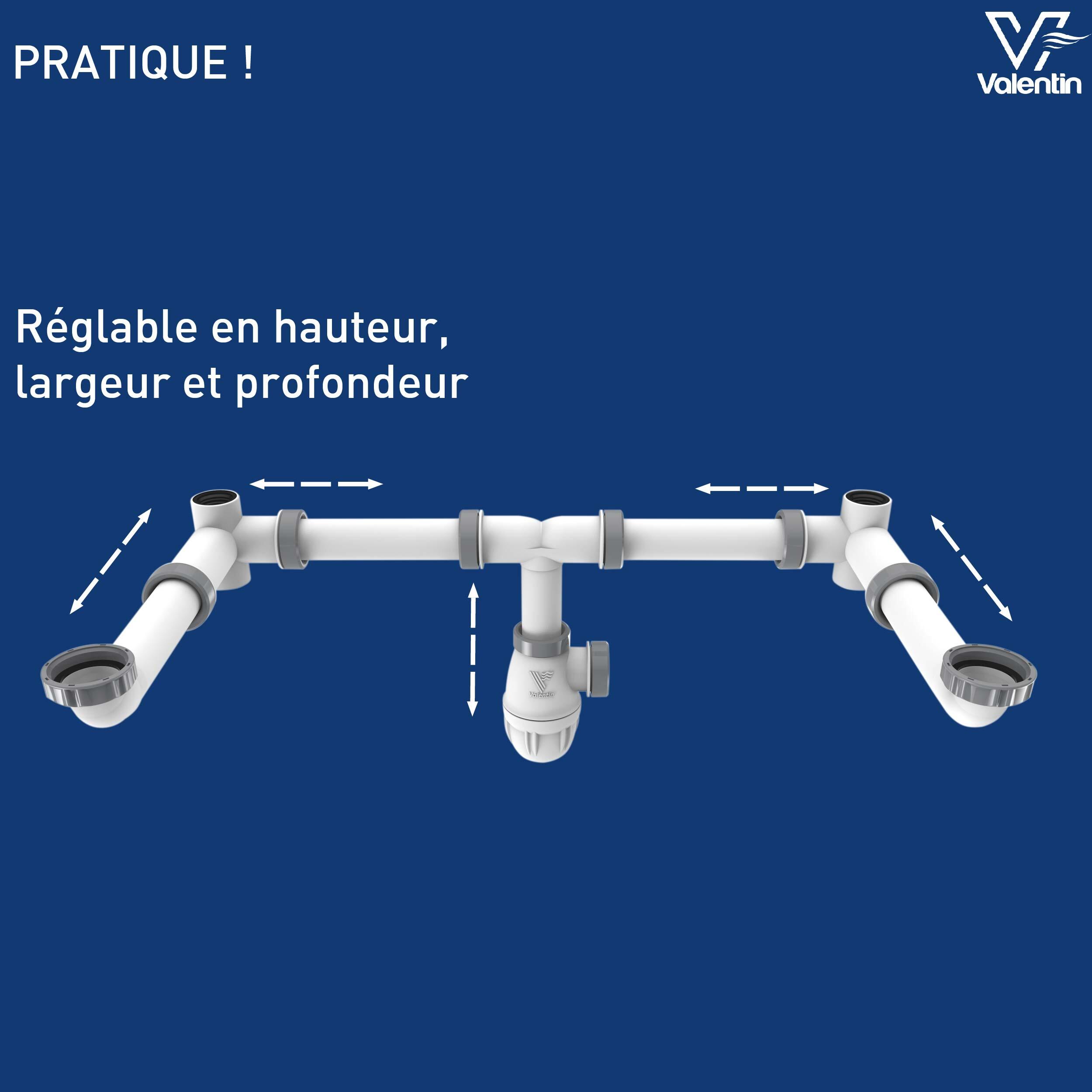 Vidage pour lavabo gain de place, Diam.32 mm, VALENTIN - 7