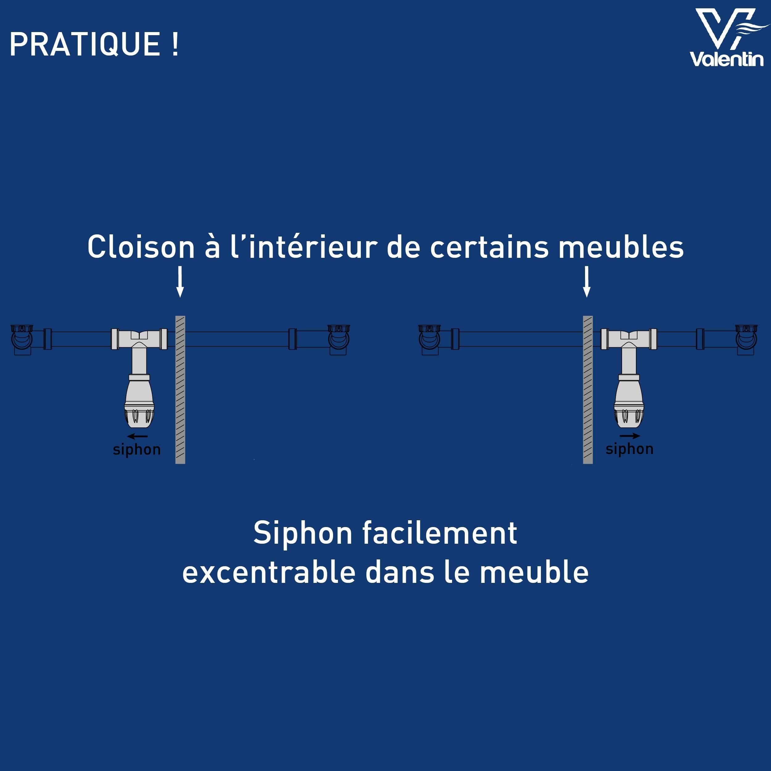 Vidage pour lavabo gain de place, Diam.32 mm, VALENTIN - 6