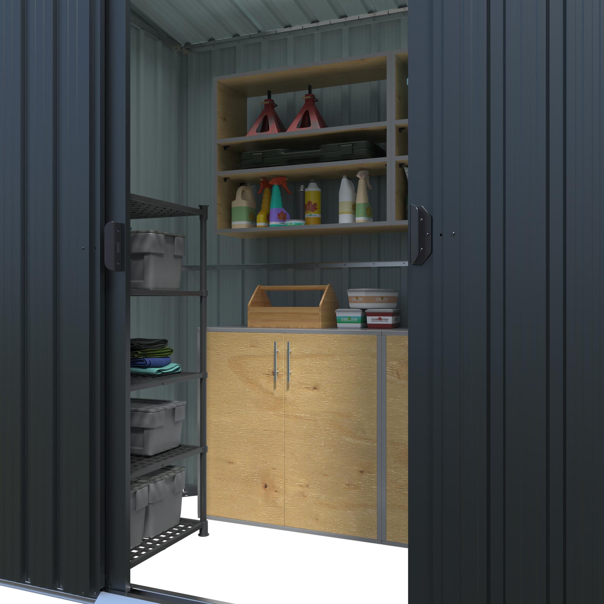 Casetta da giardino NATERIAL Orizaba in acciaio antracite con porta scorrevole semplice, superficie interna 1.56 m² e spessore parete 0.3 mm, senza pavimento - 7