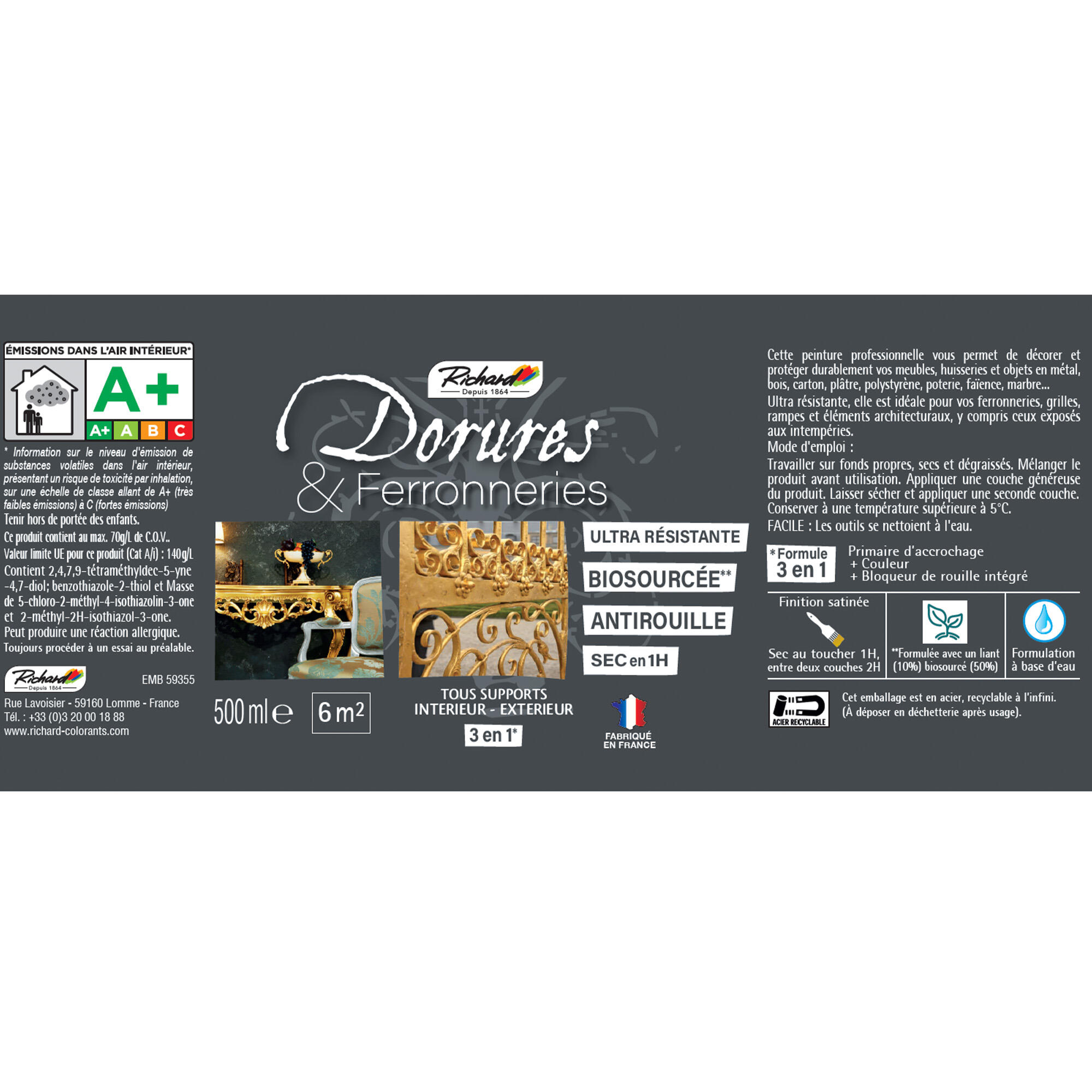 Peinture Dorure, satiné, RICHARD, vieil or 0.5 L - 2