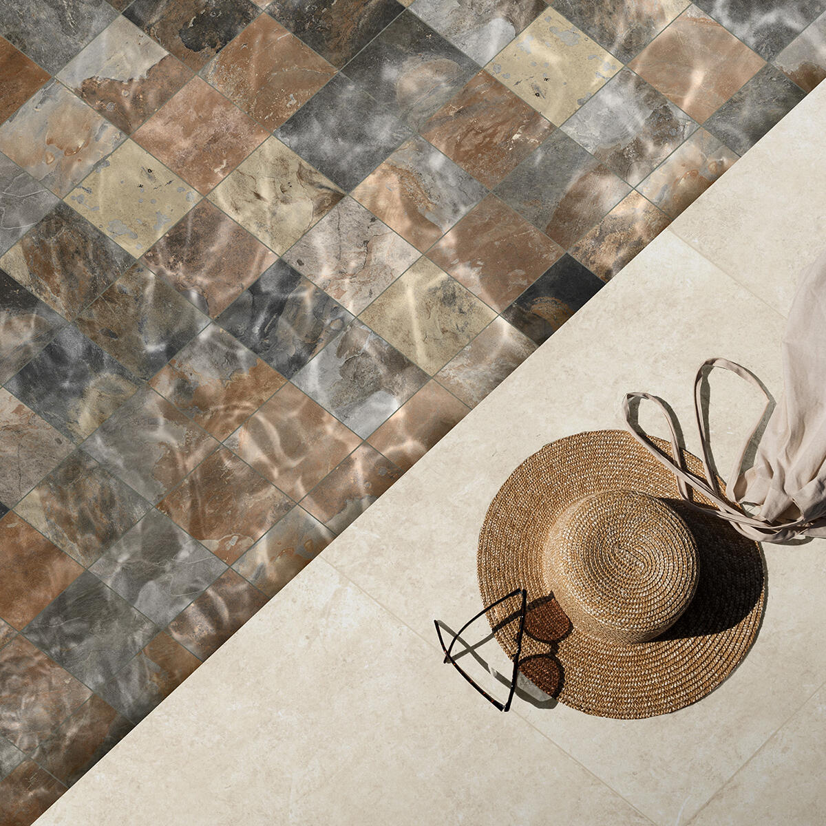 Carrelage sol extérieur effet pierre beige Monastère l.80.5 x L.80.5 cm x Ep.9 m - 2