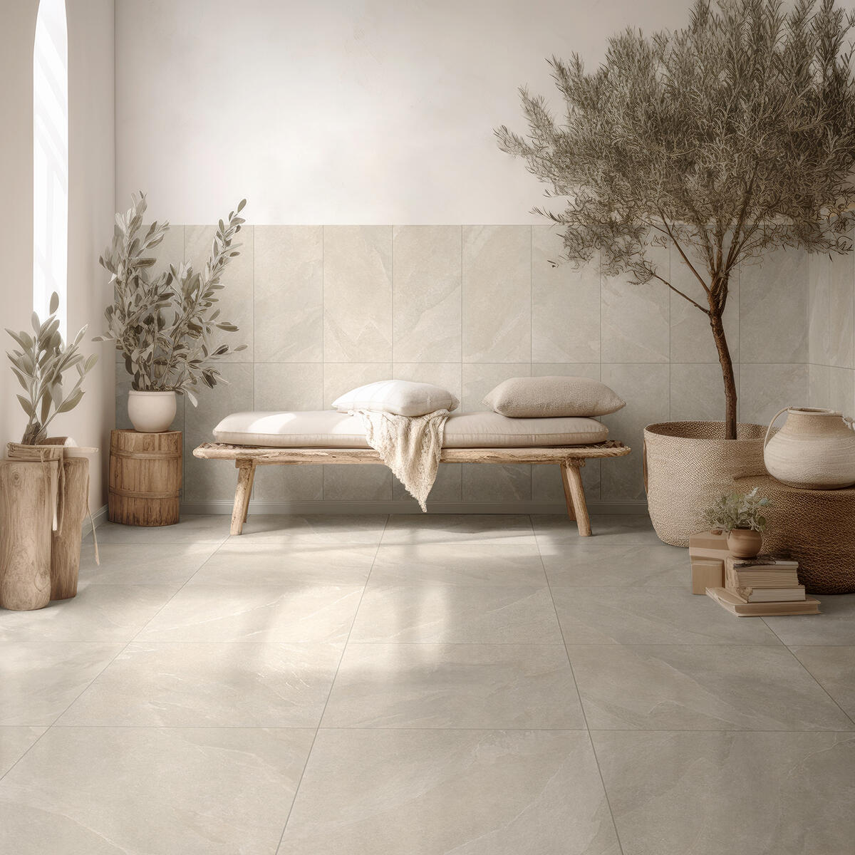 Carrelage sol/mur intérieur effet pierre beige Bartik l.30 x L.60 cm x Ep.9 mm - 2