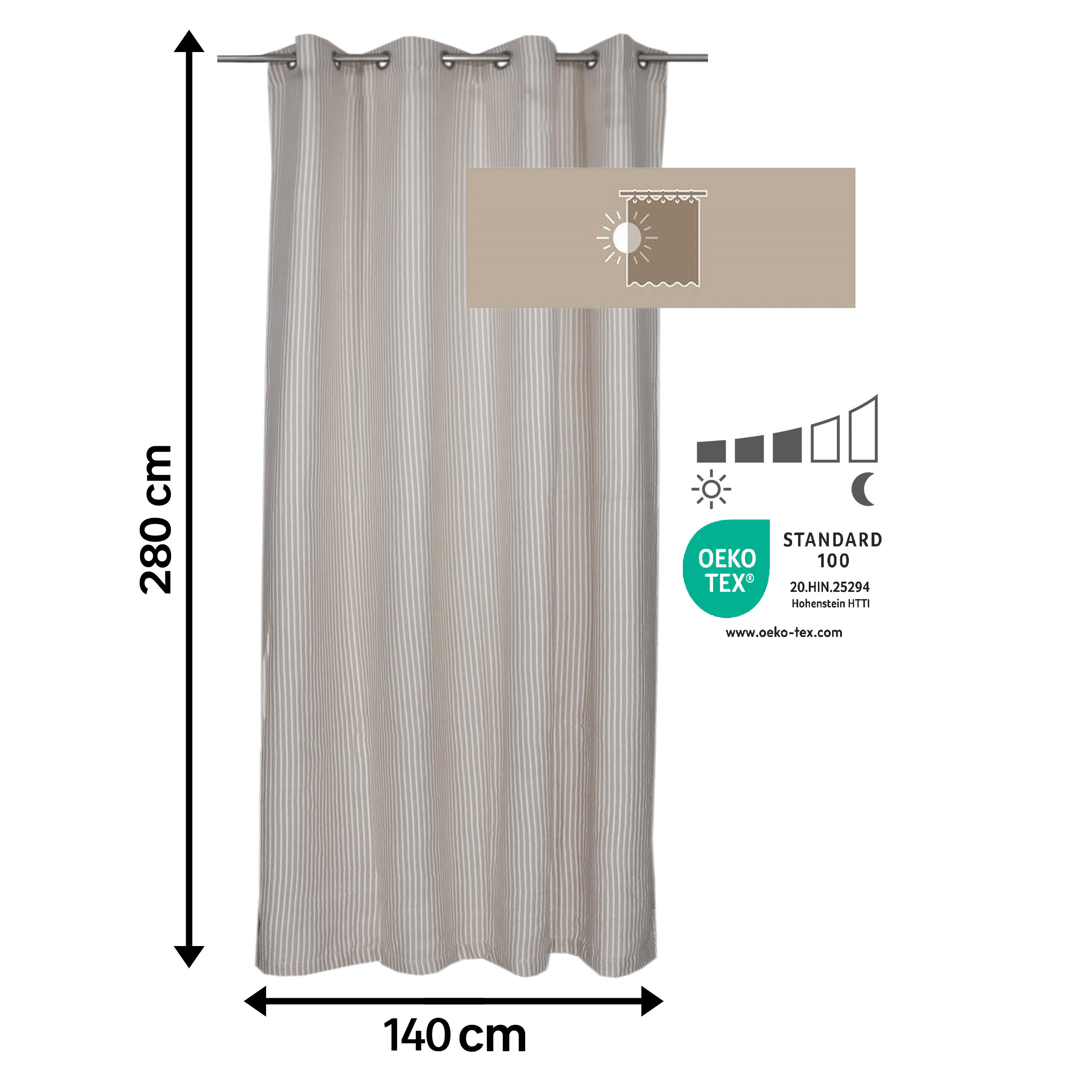 Rideau tamisant, Benisa coton, beige / blanc H.280 x l.140 cm INSPIRE - 2