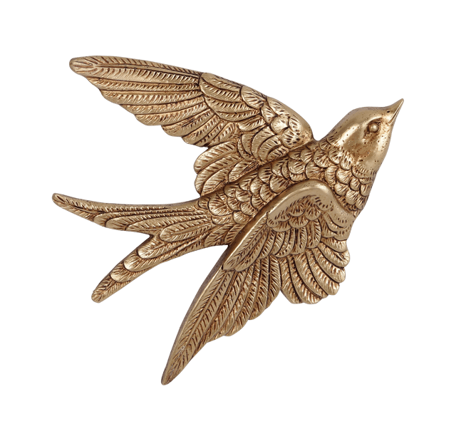 Objet décoratif Ex-voto oiseau, jaune / doré H.18.5 x l.18.5 cm