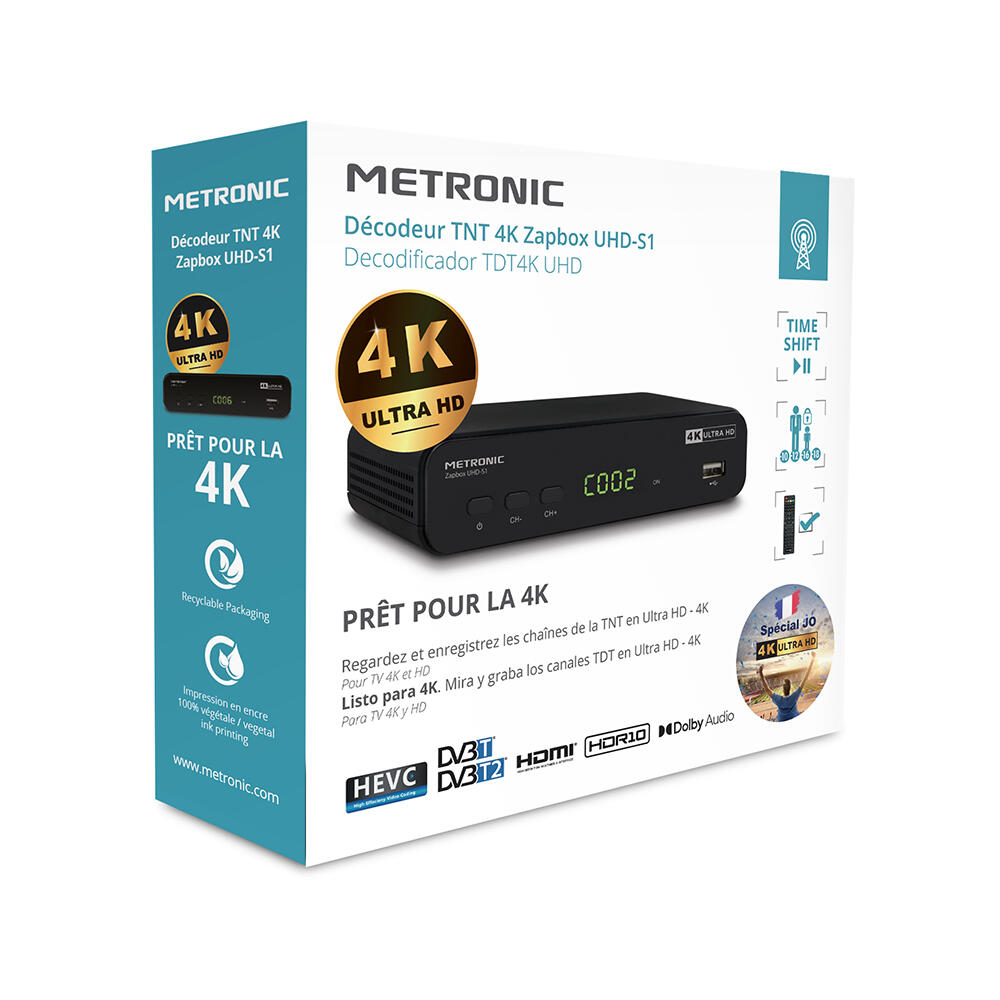 Décodeur TNT HD Résolution 4K METRONIC - 4