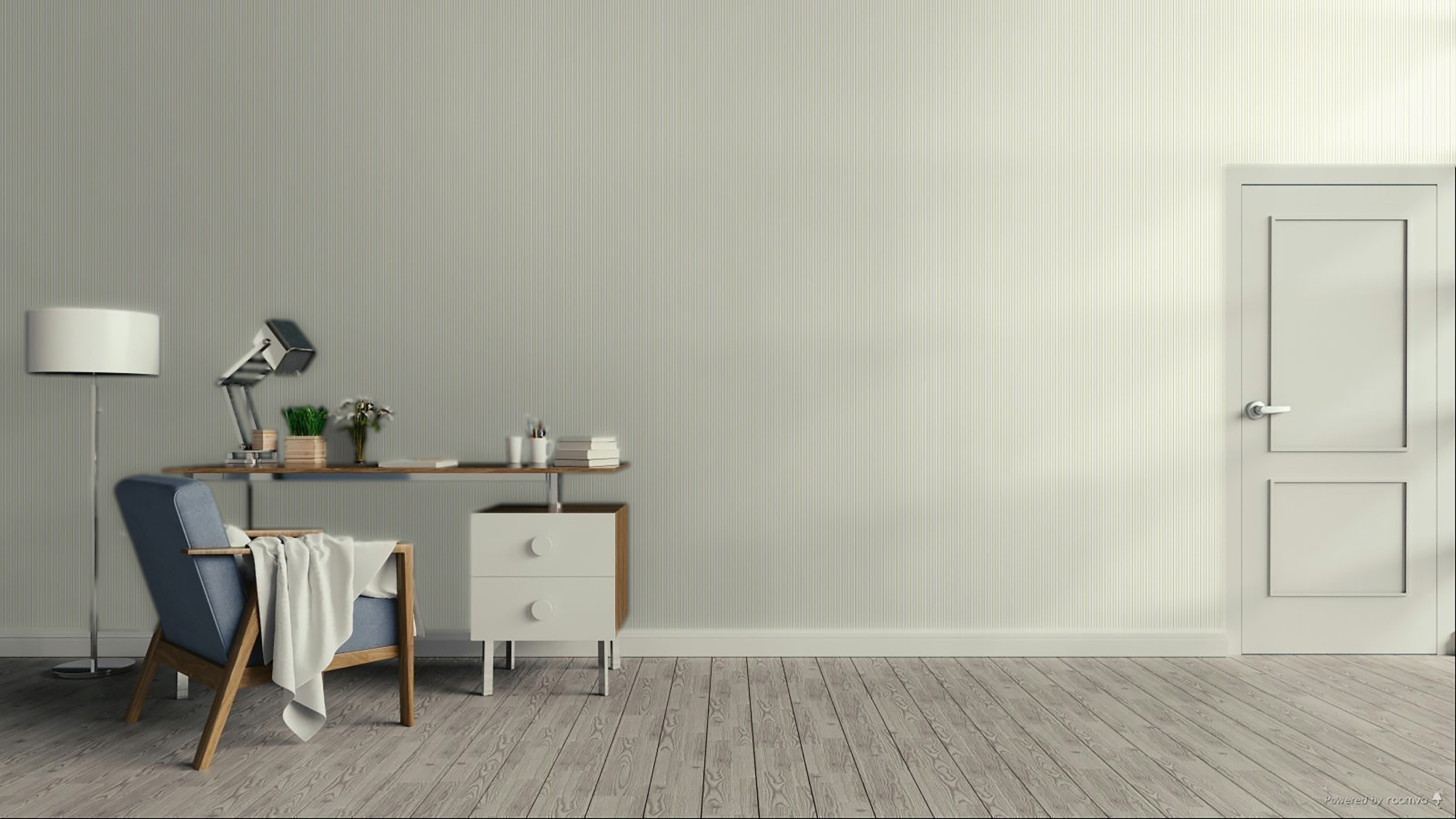 Papel pintado vinilo geométrico raya pequeña verde