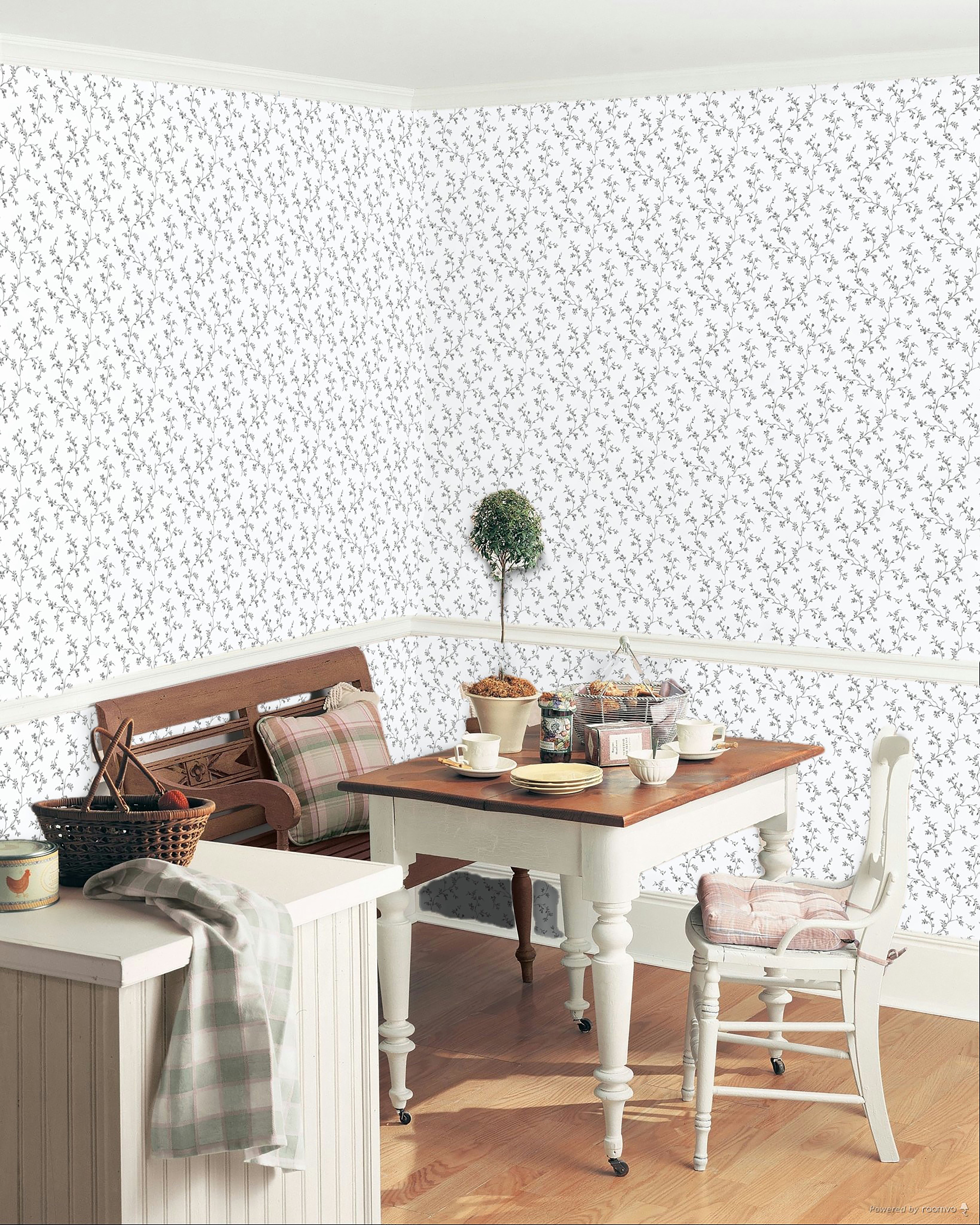 Papel pintado vinilo aplicación cola en pared floral vegetal enredadera flores rosa ich 53cmx10m fregable