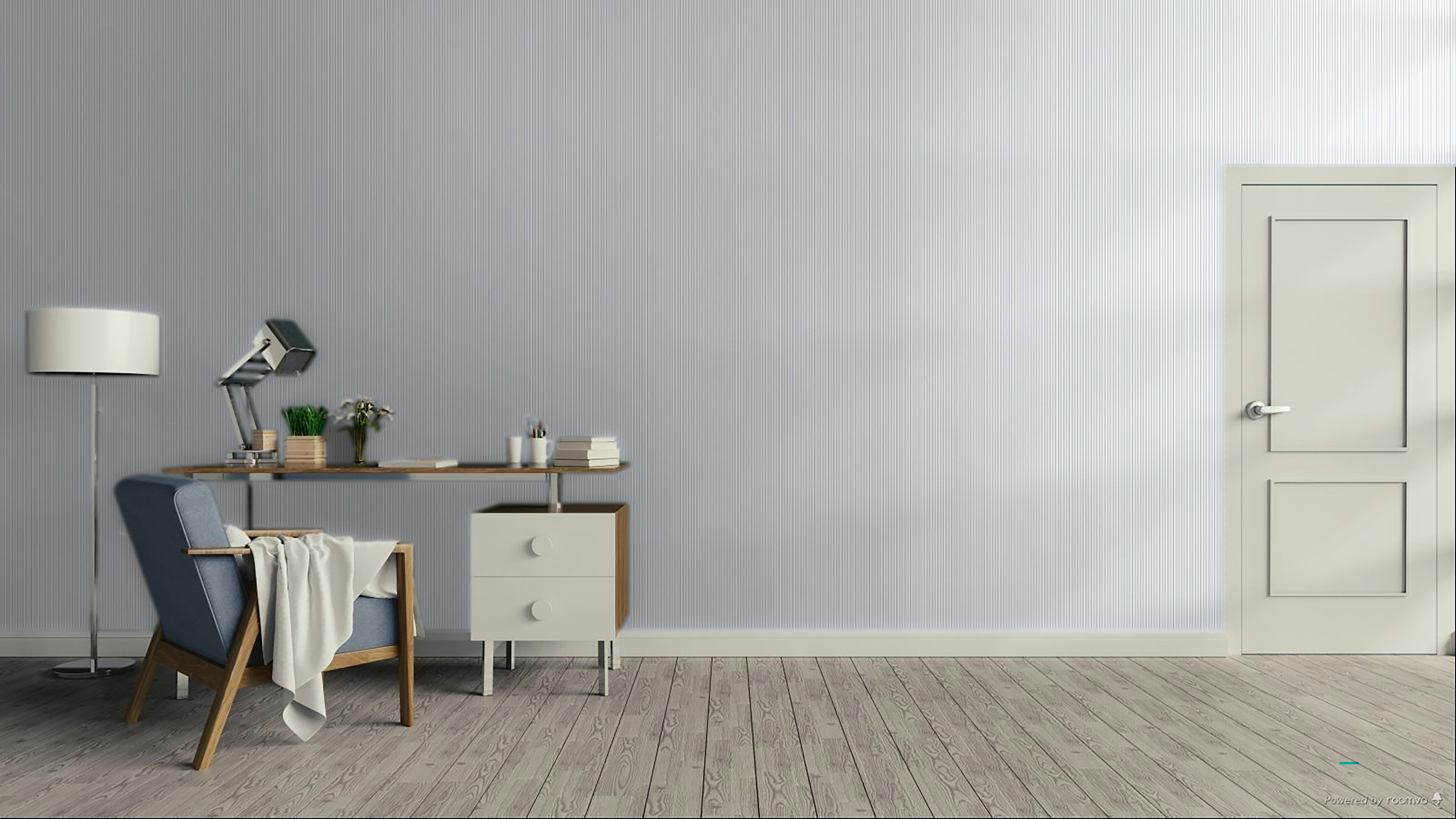 Papel pintado vinilo geométrico raya pequena azul
