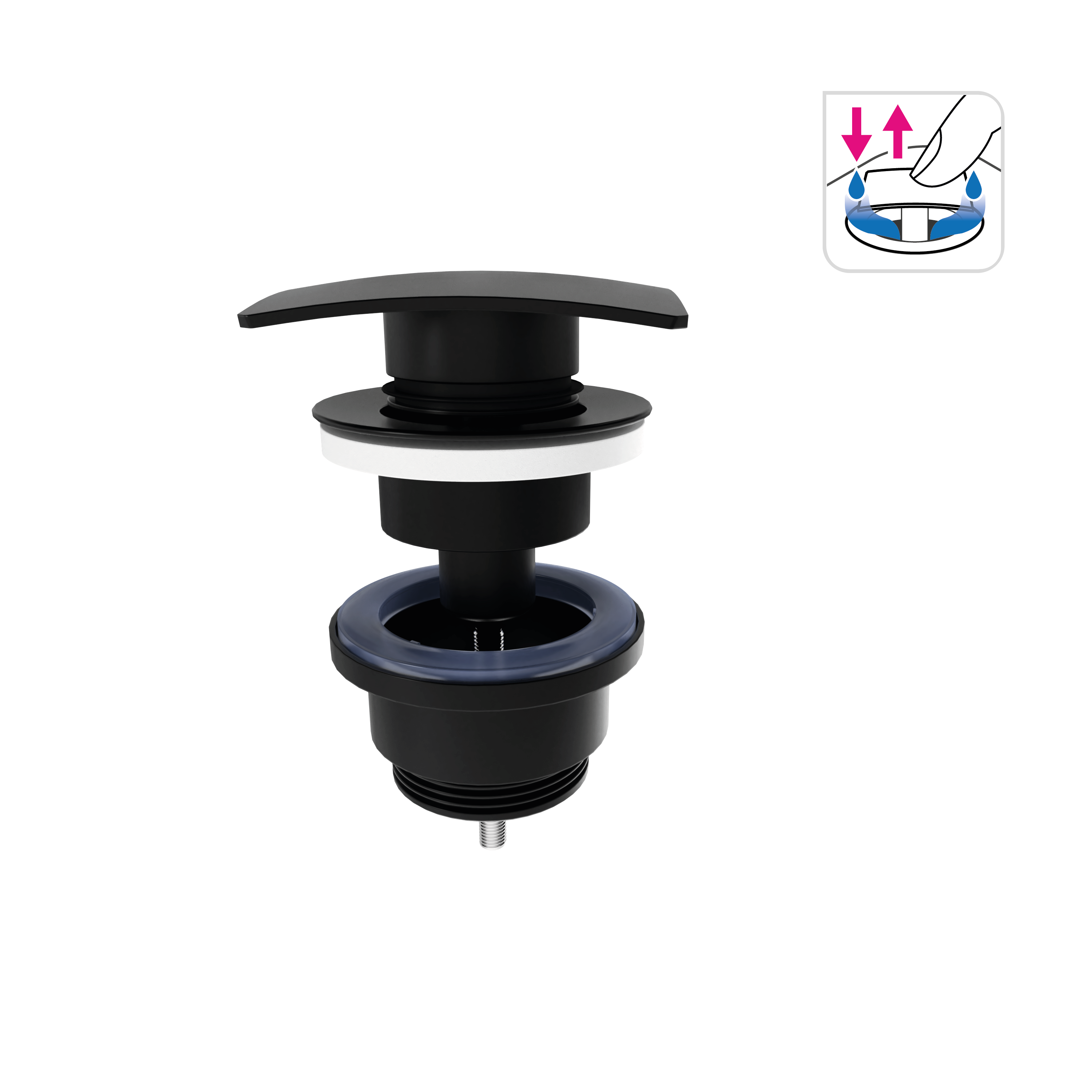 Válvula click cuadrada EQUATION  80 mm  negro mate - 4