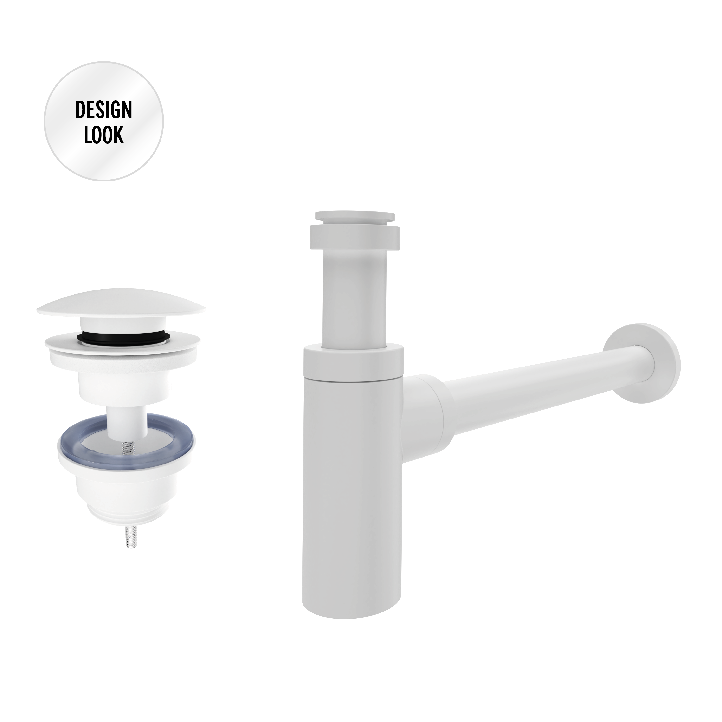 Conjunto válvula y sifón ajustable lavabo equation blanco