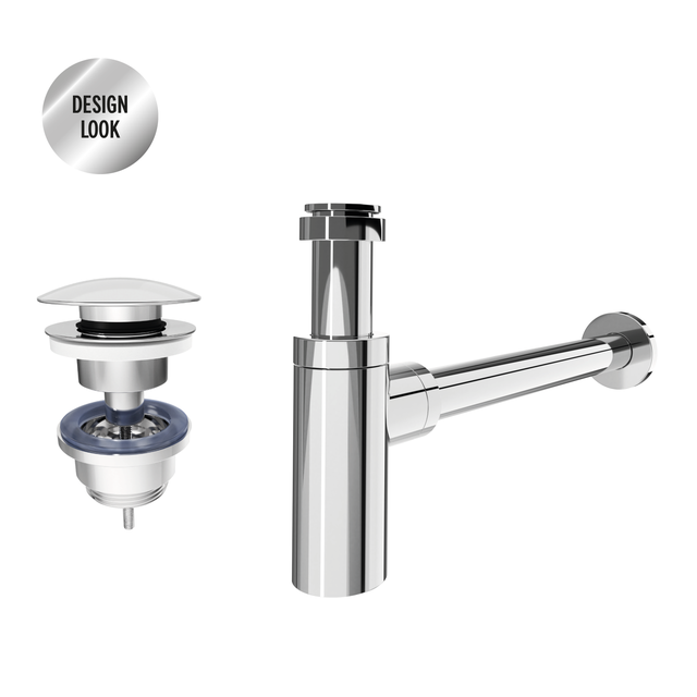 Conjunto válvula y sifón  ajustable lavabo EQUATION Cromado