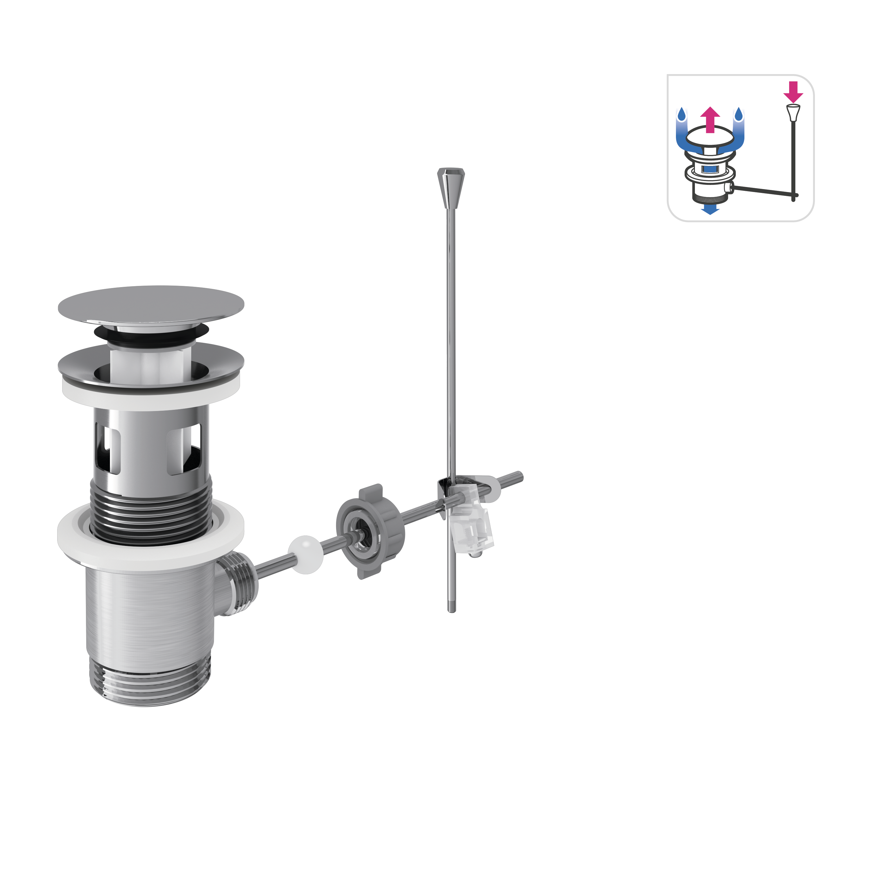 Korek KLIK KLAK chromowany do umywalki okrągły CWT Equation - 2