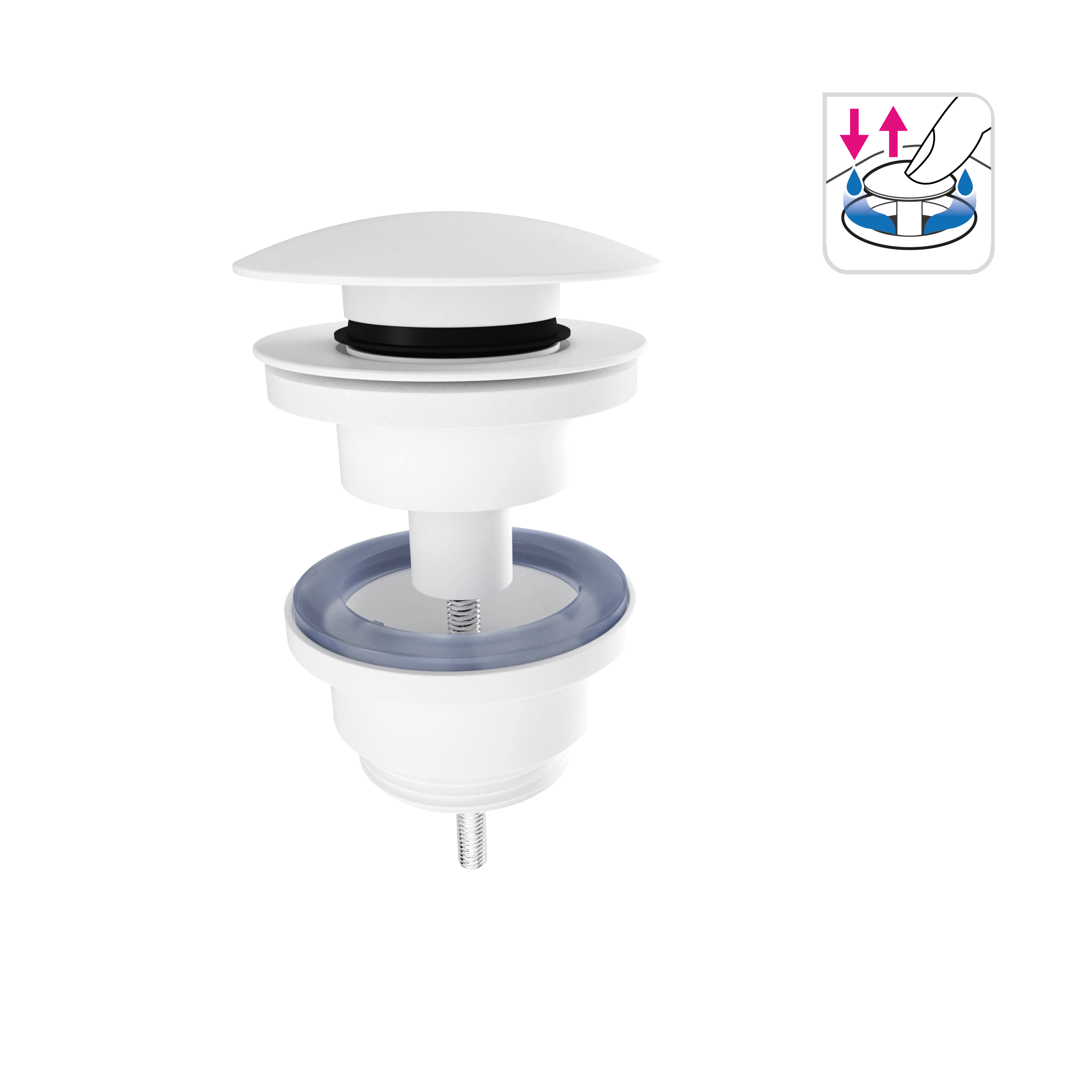 Korek KLIK KLAK regulowany uniwersalny biały do umywalki okrągły CWA2 Equation - 6