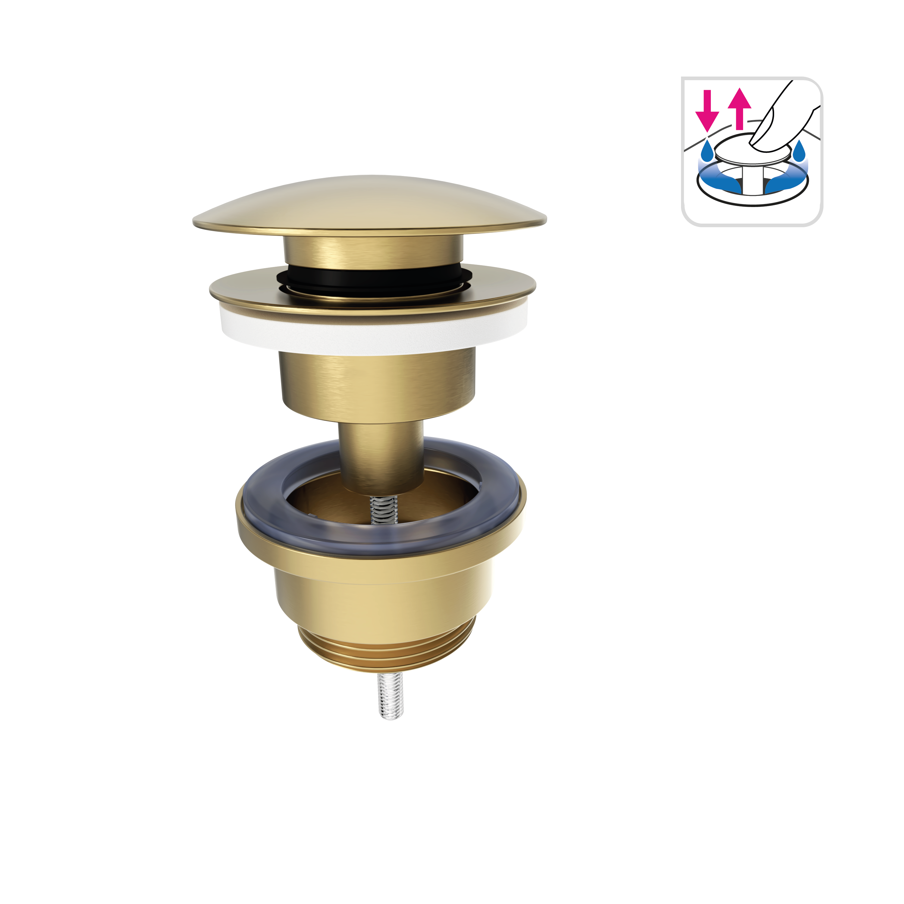 Korek KLIK KLAK regulowany uniwersalny złoty do umywalki okrągły CWA5 Equation - 6