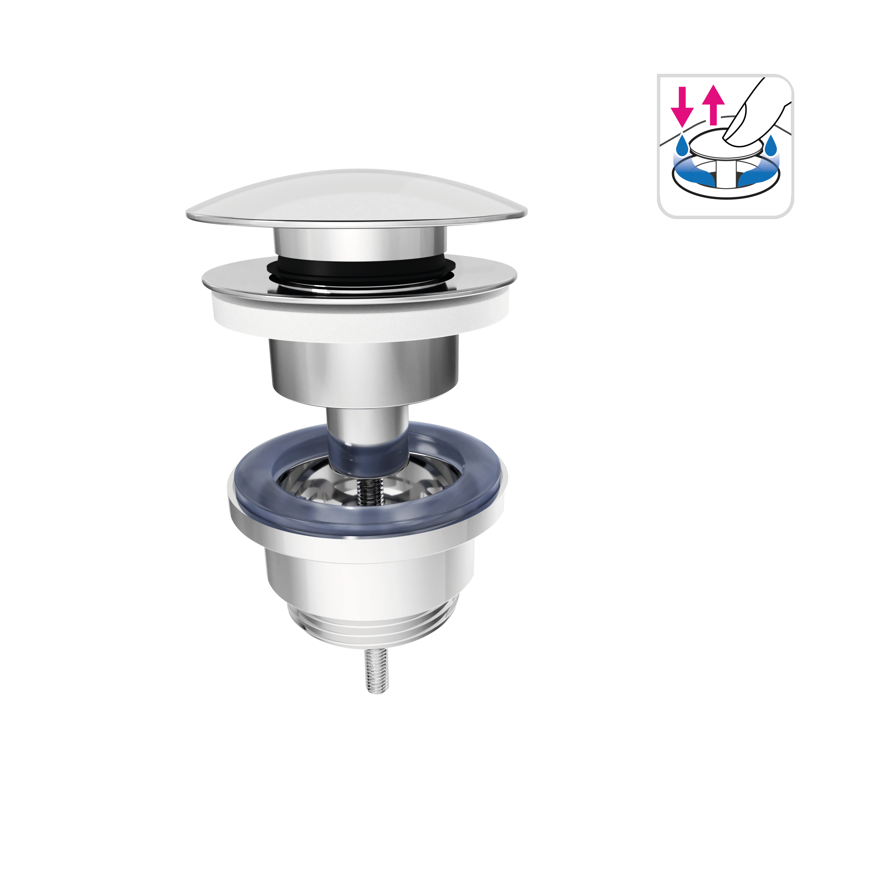Korek KLIK KLAK regulowany uniwersalny chromowany do umywalki okrągły CWA1 Equation - 4
