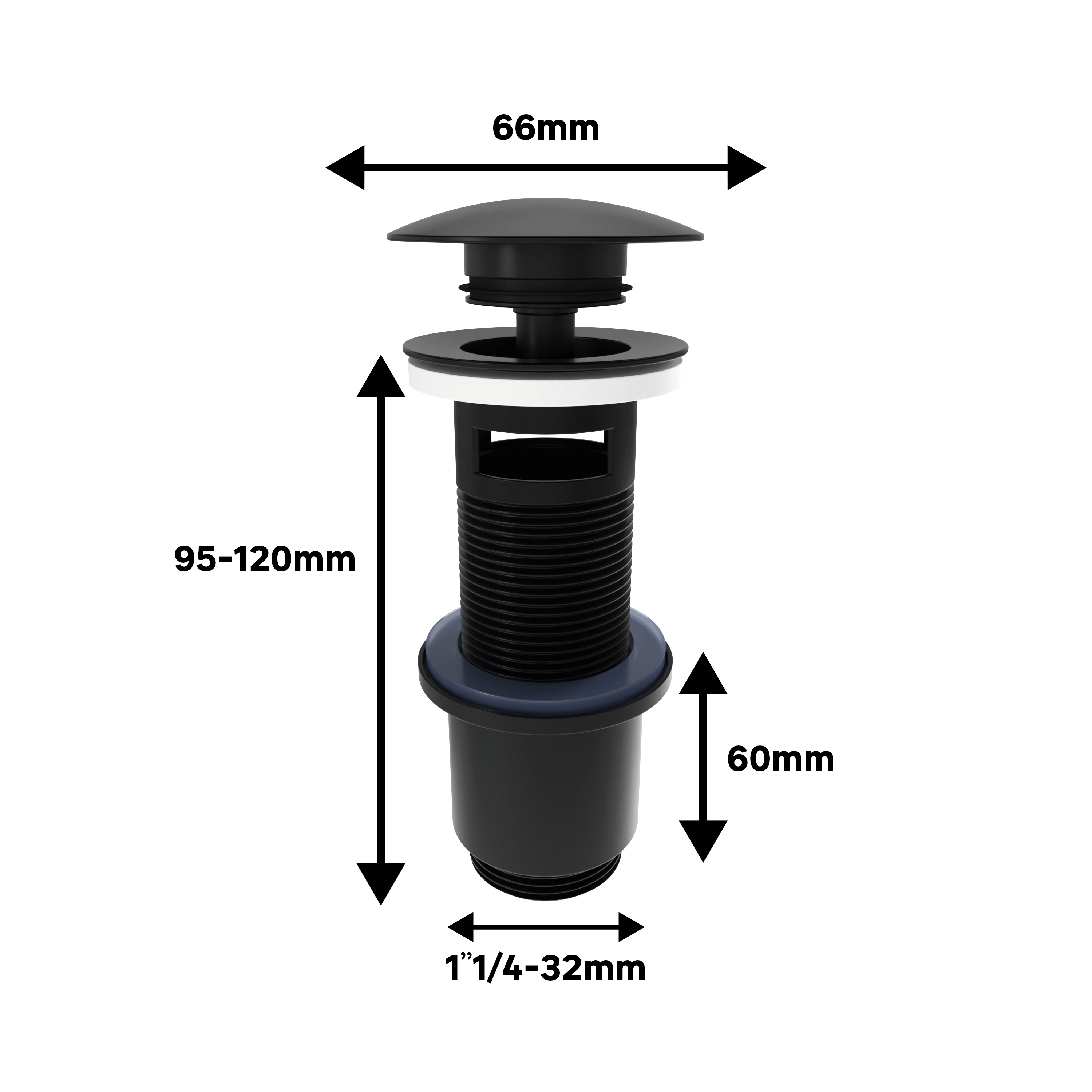 Korek umywalkowy KLIK-KLAK z przelewem czarny 80 mm CWC3B Equation - 2