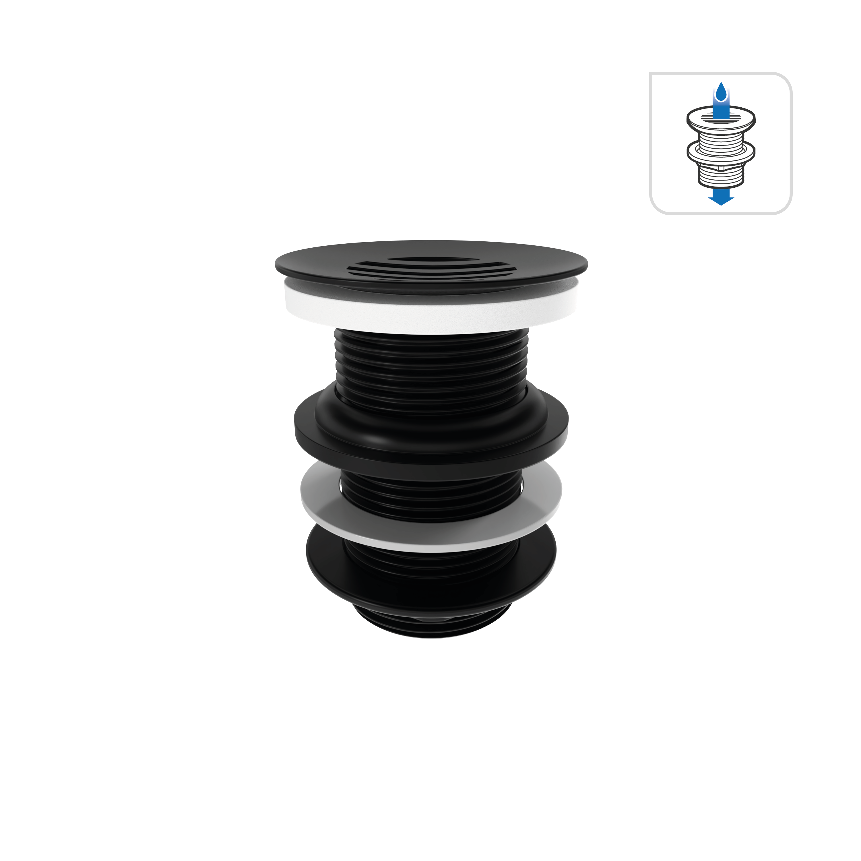 Sitko odpływowe do umywalki Free Flow czarne 80 mm Equation - 6