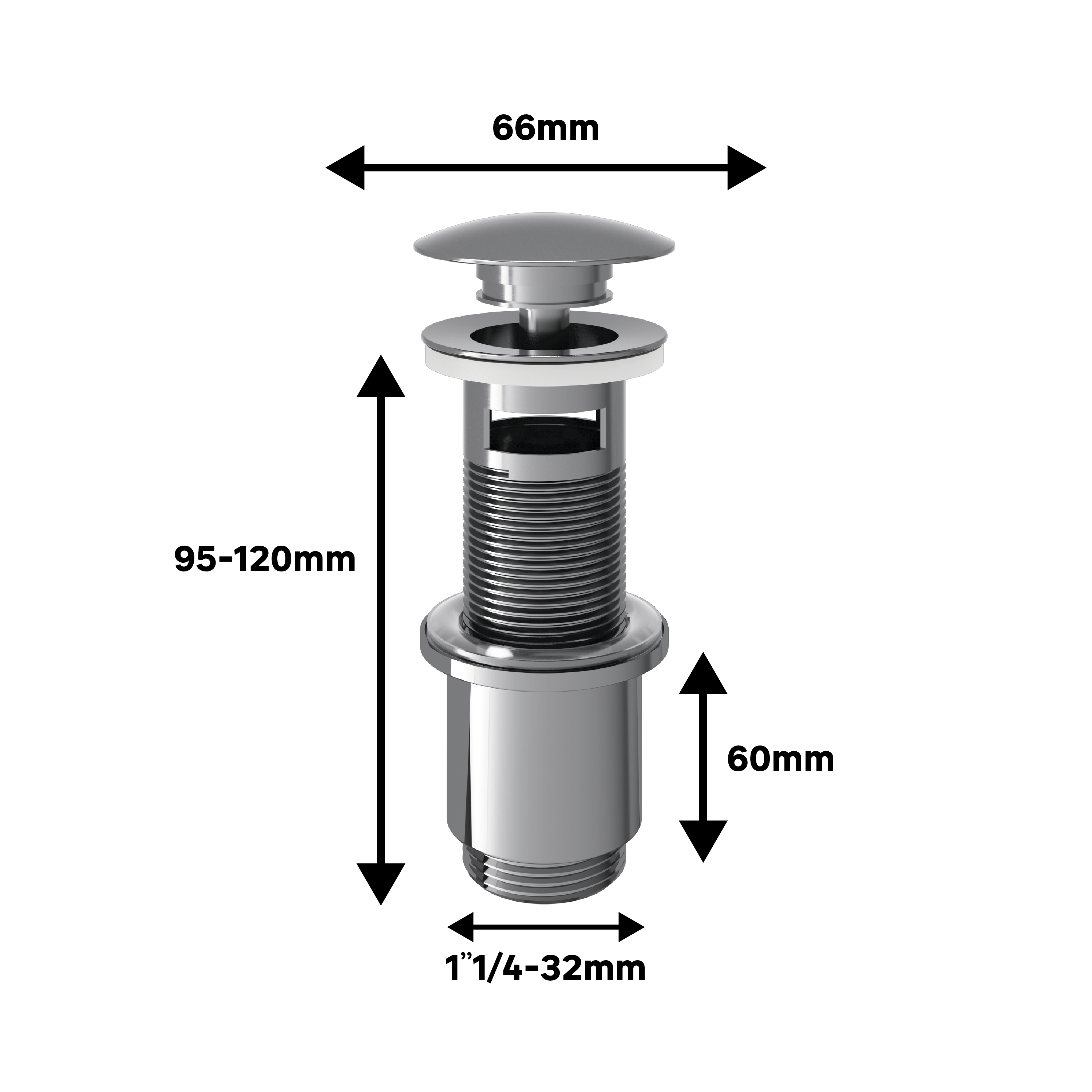 Bonde clic-clac / avec trop-plein pour lavabo, chrome, Diam.66 mm, EQUATION - 3