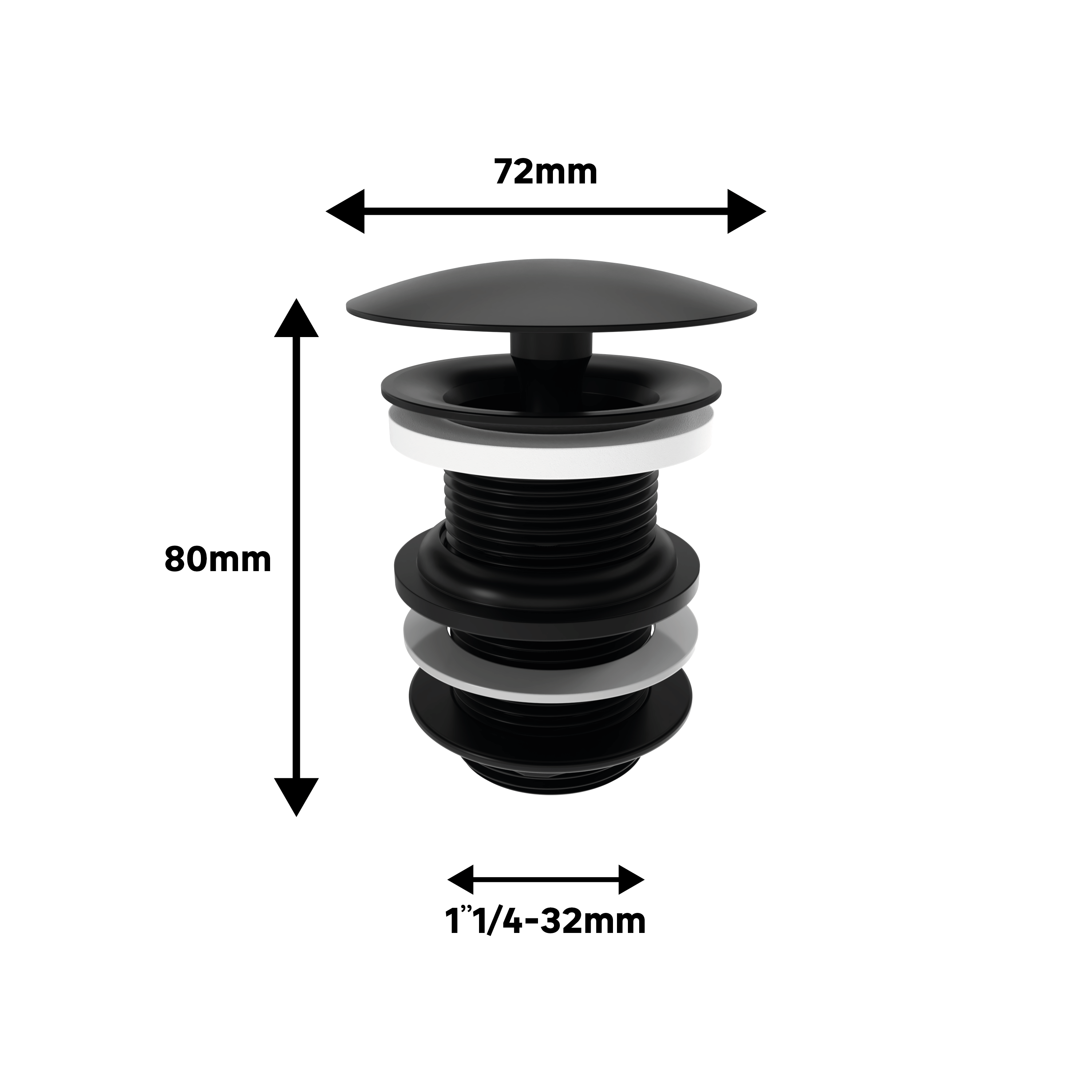 Korek Free Flow czarny mat do umywalki okrągły 80 mm Equation - 5