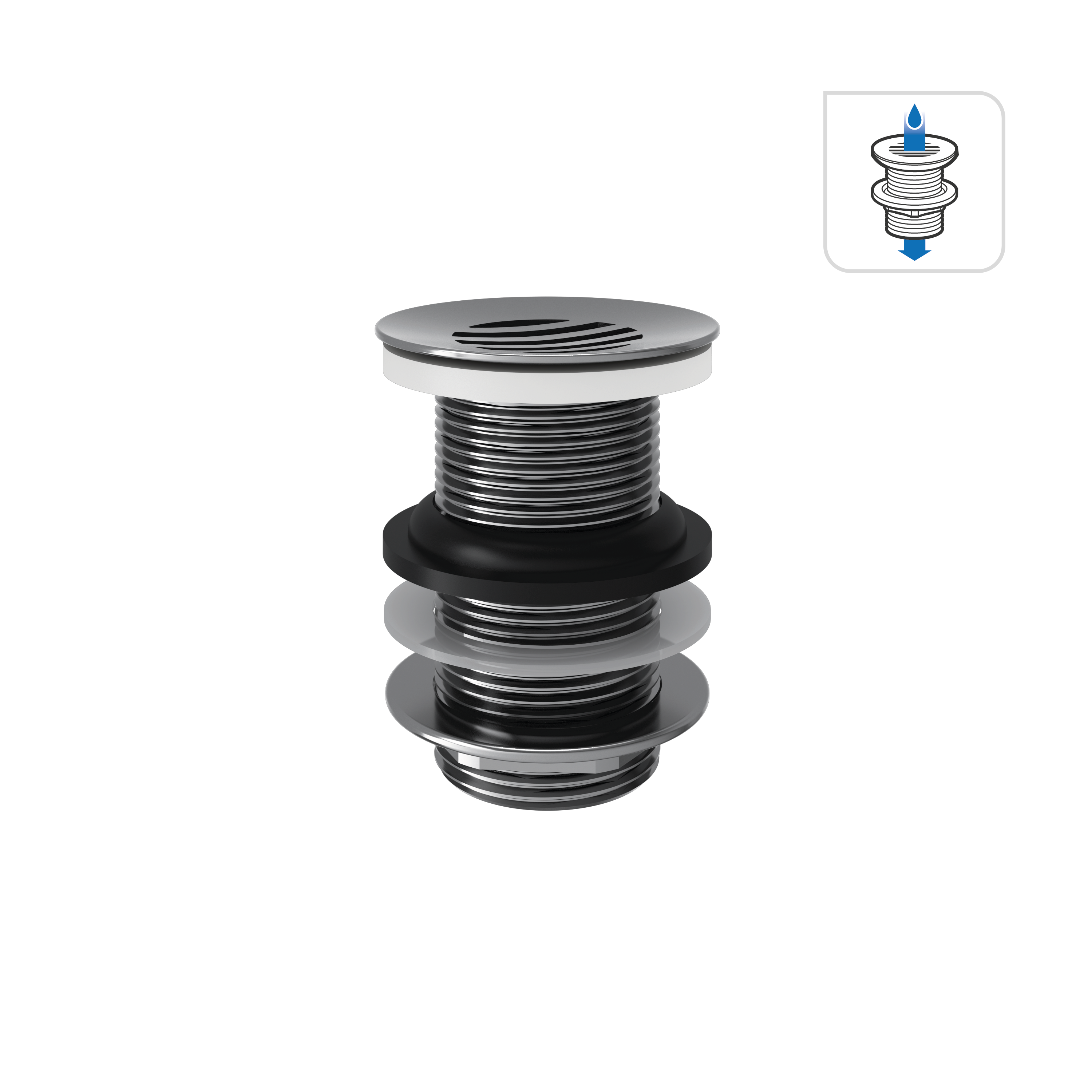 Sitko odpływowe do umywalki Free Flow chromowane 80 mm Equation - 6