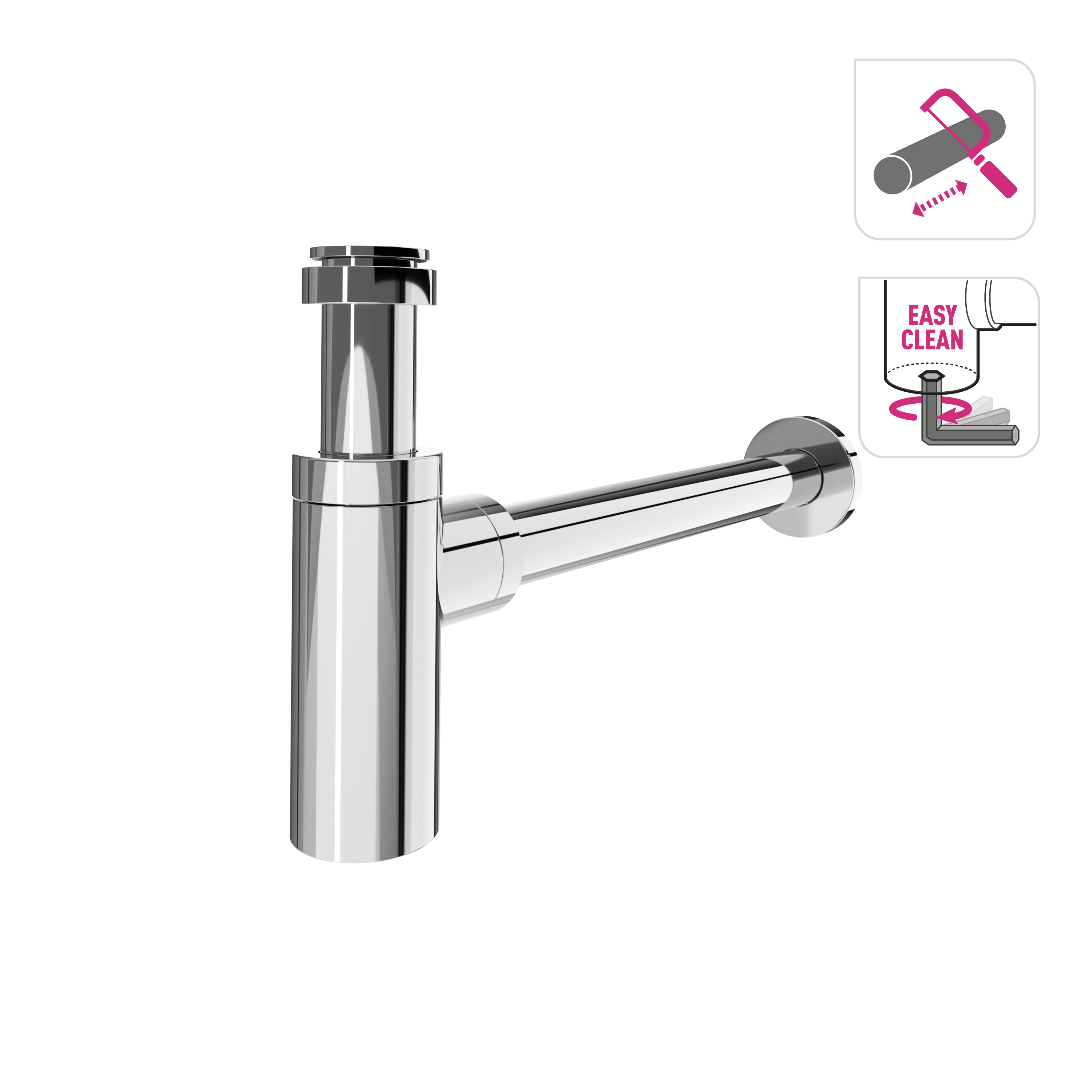 Sifón botella 32mm decorativo Equation inox - 4