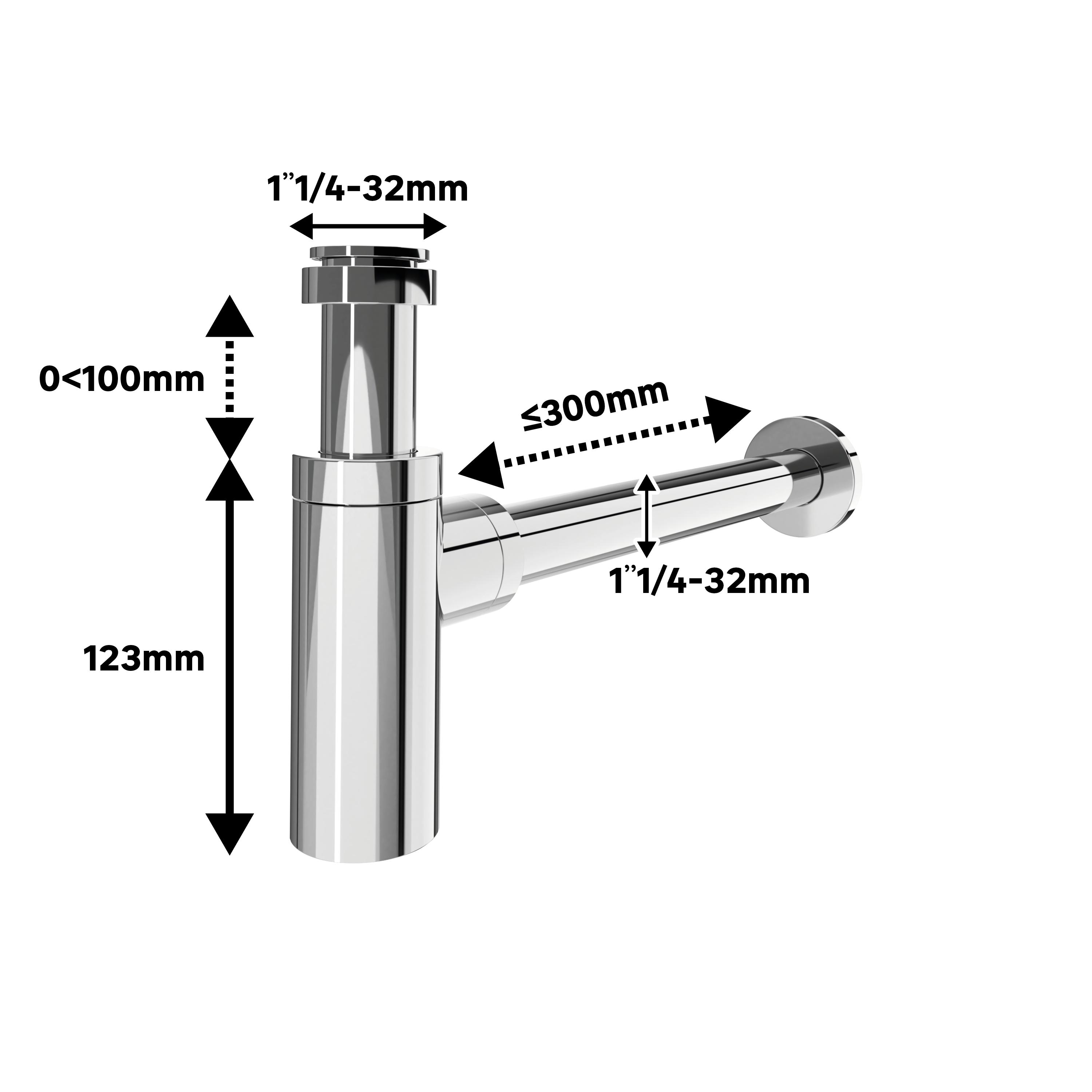 Sifón botella 32mm decorativo Equation inox - 5