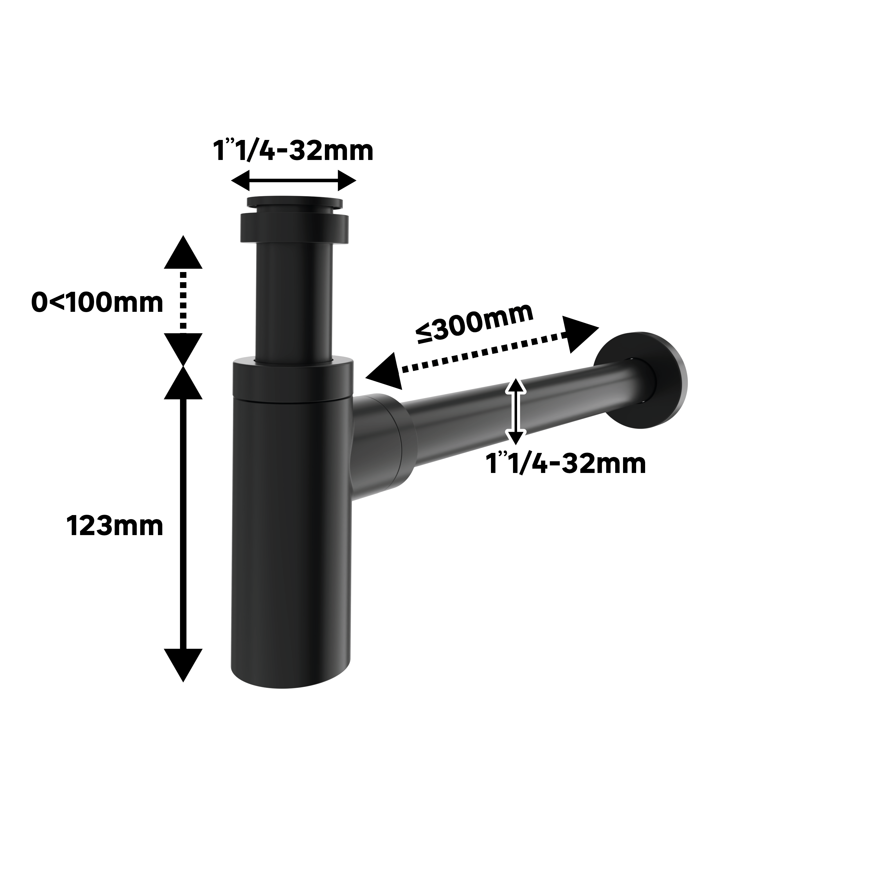 Syfon umywalki bez spustu prosty czarny EQUATION - 6