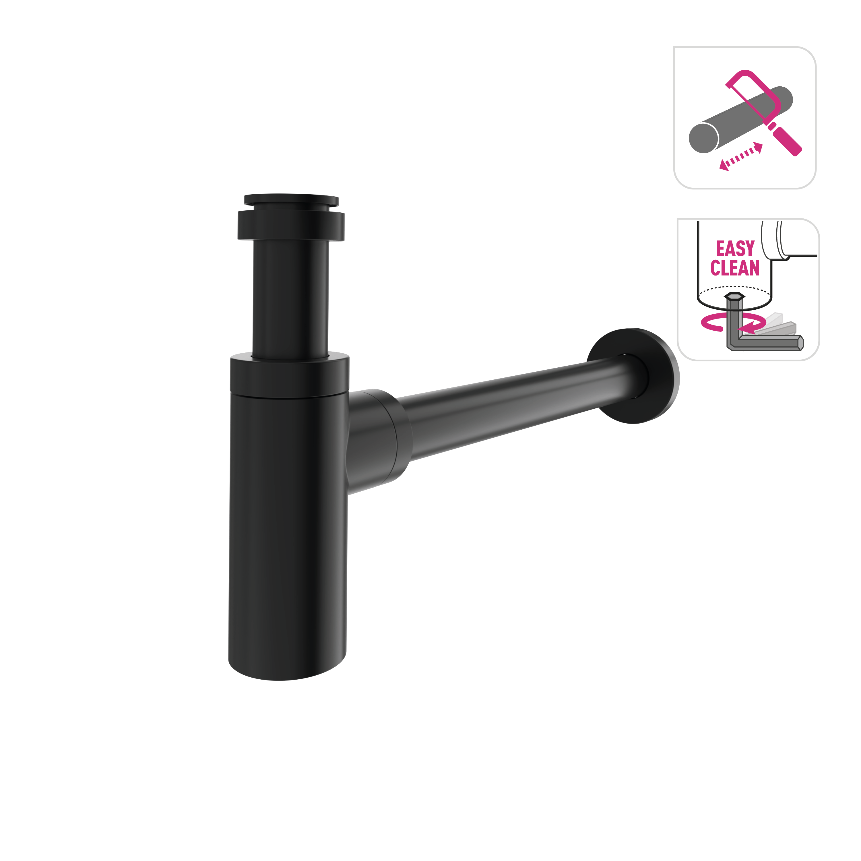 Syfon umywalki bez spustu prosty czarny EQUATION - 7