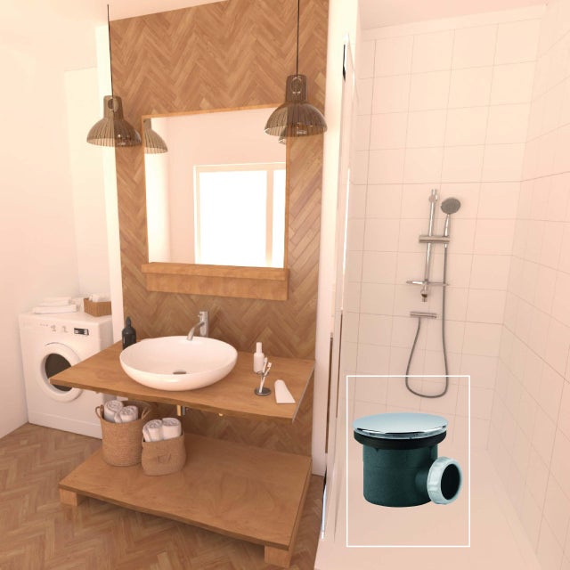 Bonde pour pour bac de douche recyclé, noir, Diam.90 mm, VALENTIN