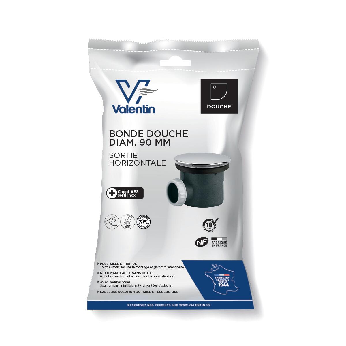 Bonde à bouchon pour bac de douche recyclé, noir, Diam..90 mm, VALENTIN - 5