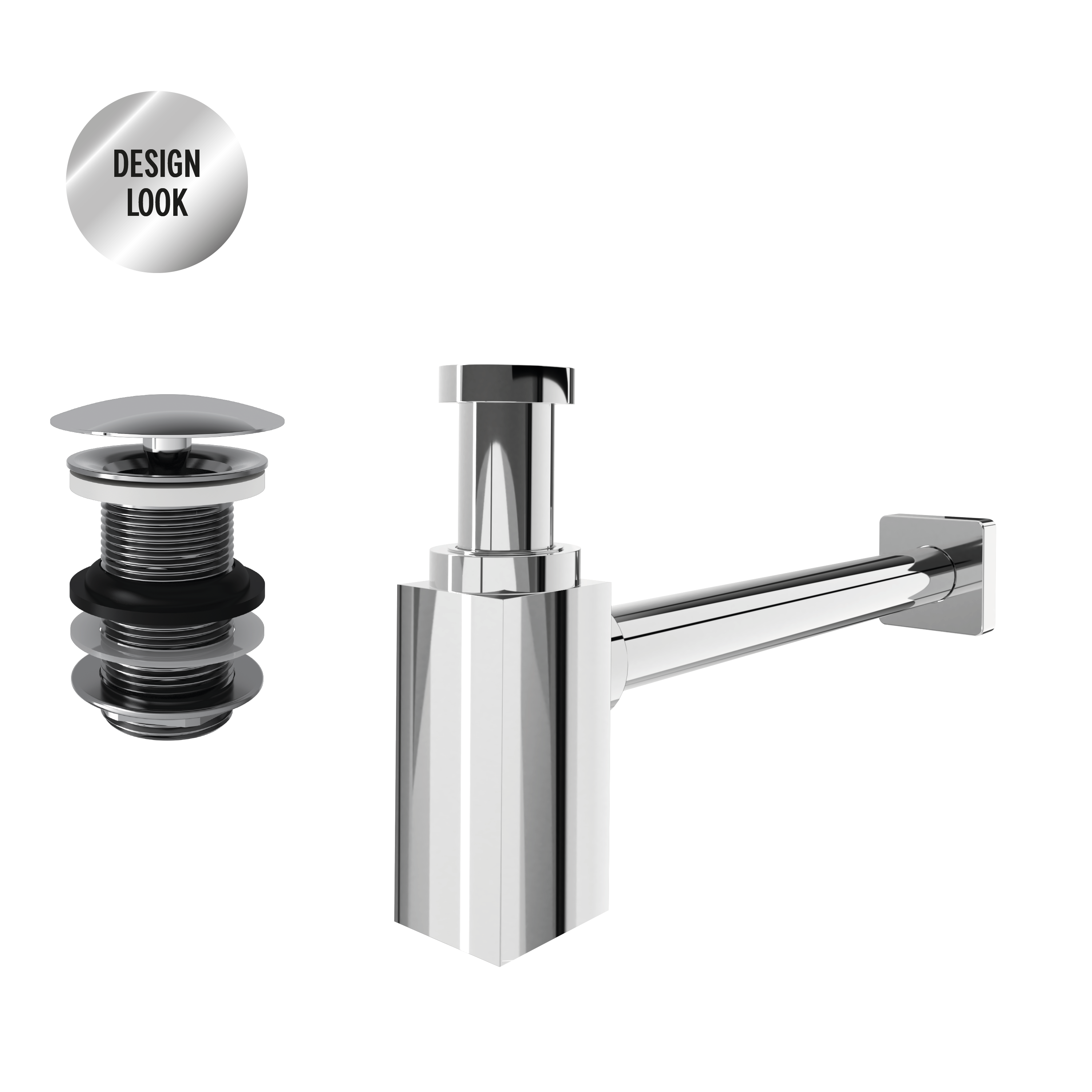 Valvula lavatorio bide Equation fecho 80mm prata - 4