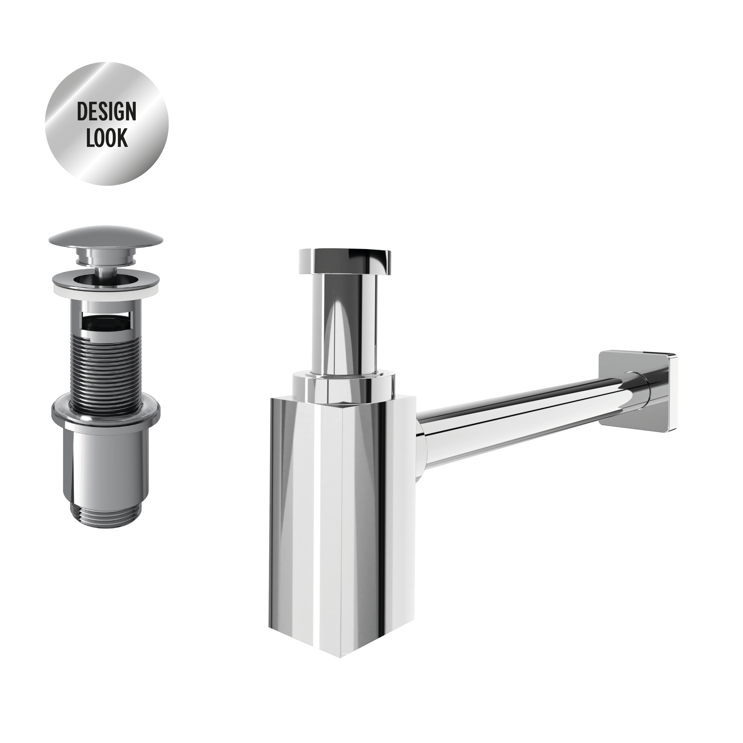 Bonde clic-clac / avec trop-plein pour lavabo, chrome, Diam.66 mm, EQUATION - 5