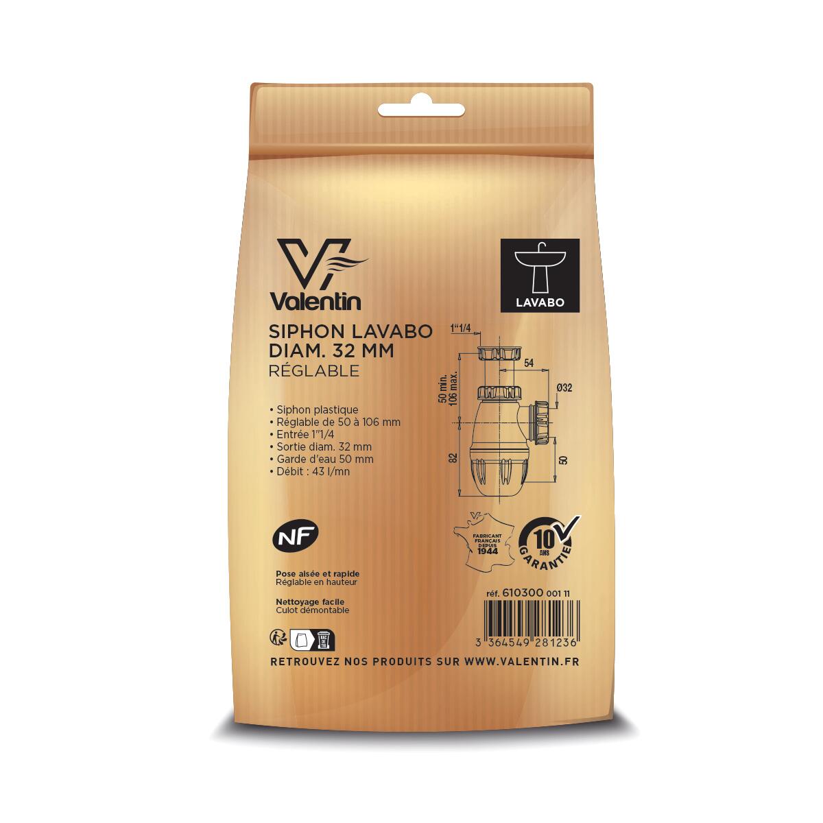 Siphon pour lavabo, Diam.1