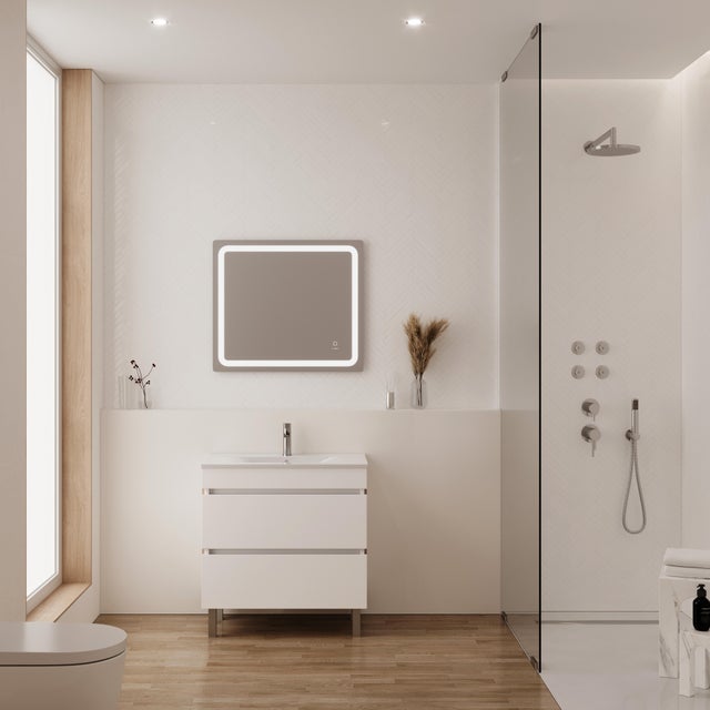 Conjunto móvel e lavatório 80cm branco e carvalho Tuli